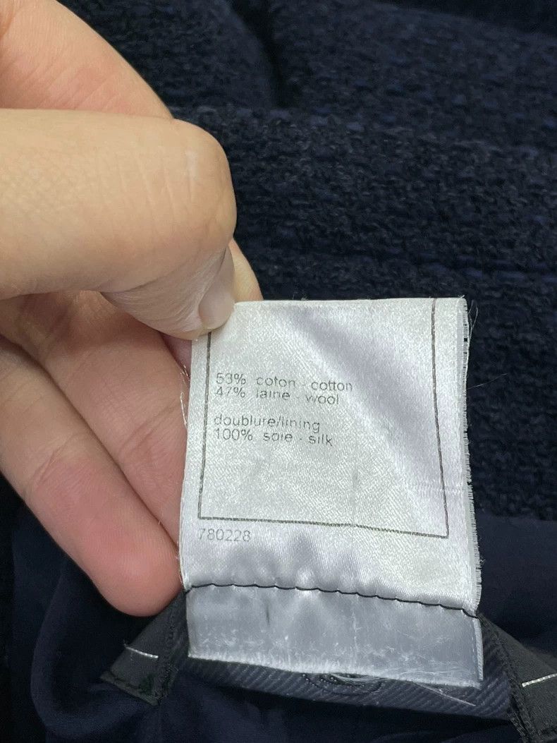 Chanel Navy Tweed Belted Coat