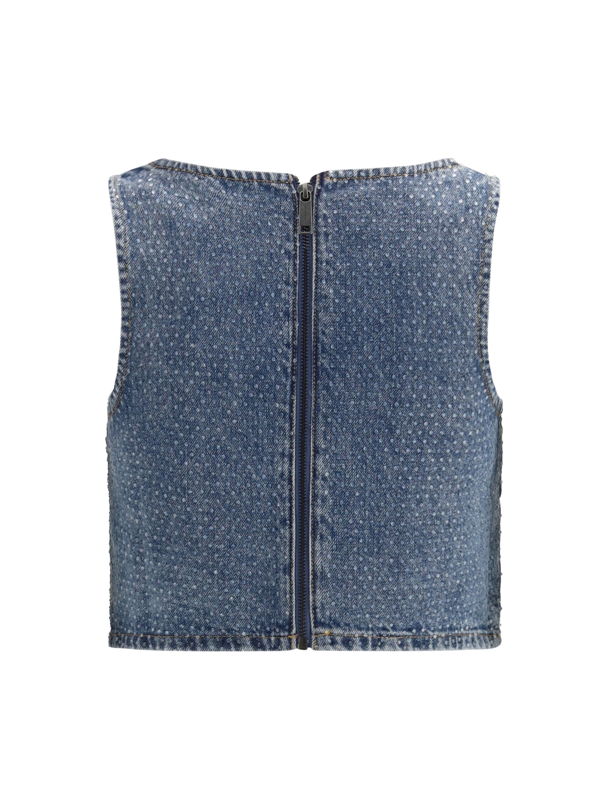 Self-Portrait Rhinestone denim crop Top Size XS / US 0-2 / IT 36-38 - 2 Thumbnail