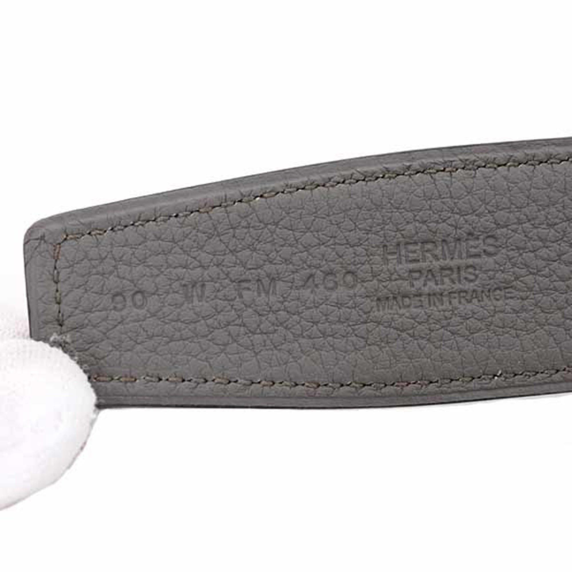 Hermes Hermes Belt Buckle H & Leather 32 Box Calf 135/Veau Togo Black/Etain W Stamp (Made in 2024) 90 Unused Size ONE SIZE - 3 Thumbnail