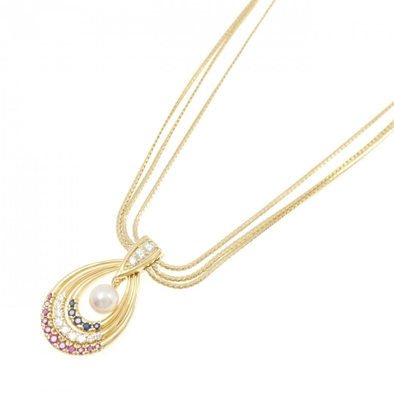 Mikimoto Mikimoto Mikimoto Au750 Color Stone Necklace Metal Necklace DUTY FREE for USA Size ONE SIZE - 2 Thumbnail