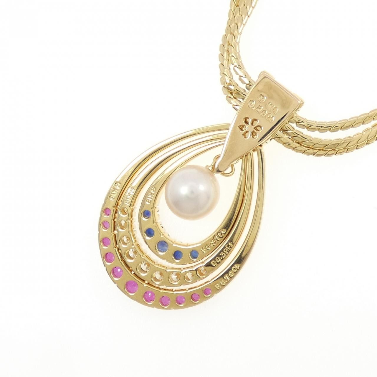 Mikimoto Mikimoto Mikimoto Au750 Color Stone Necklace Metal Necklace DUTY FREE for USA Size ONE SIZE - 4 Thumbnail