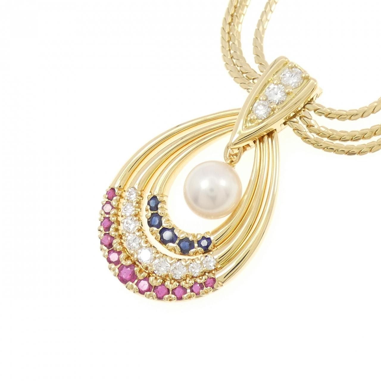 Mikimoto Mikimoto Mikimoto Au750 Color Stone Necklace Metal Necklace DUTY FREE for USA Size ONE SIZE - 3 Thumbnail