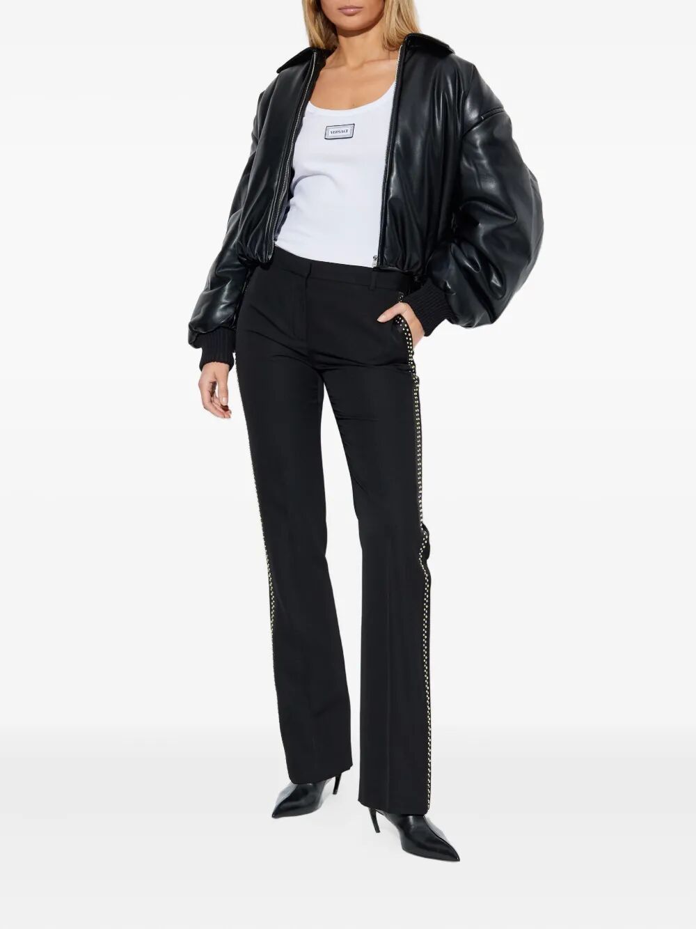 Versace EVENING PANT RESPONSIBLE WOOL GRAIN DI POUDRE SOFTER HAND Size 30" / US 8 / IT 44 - 2 Thumbnail