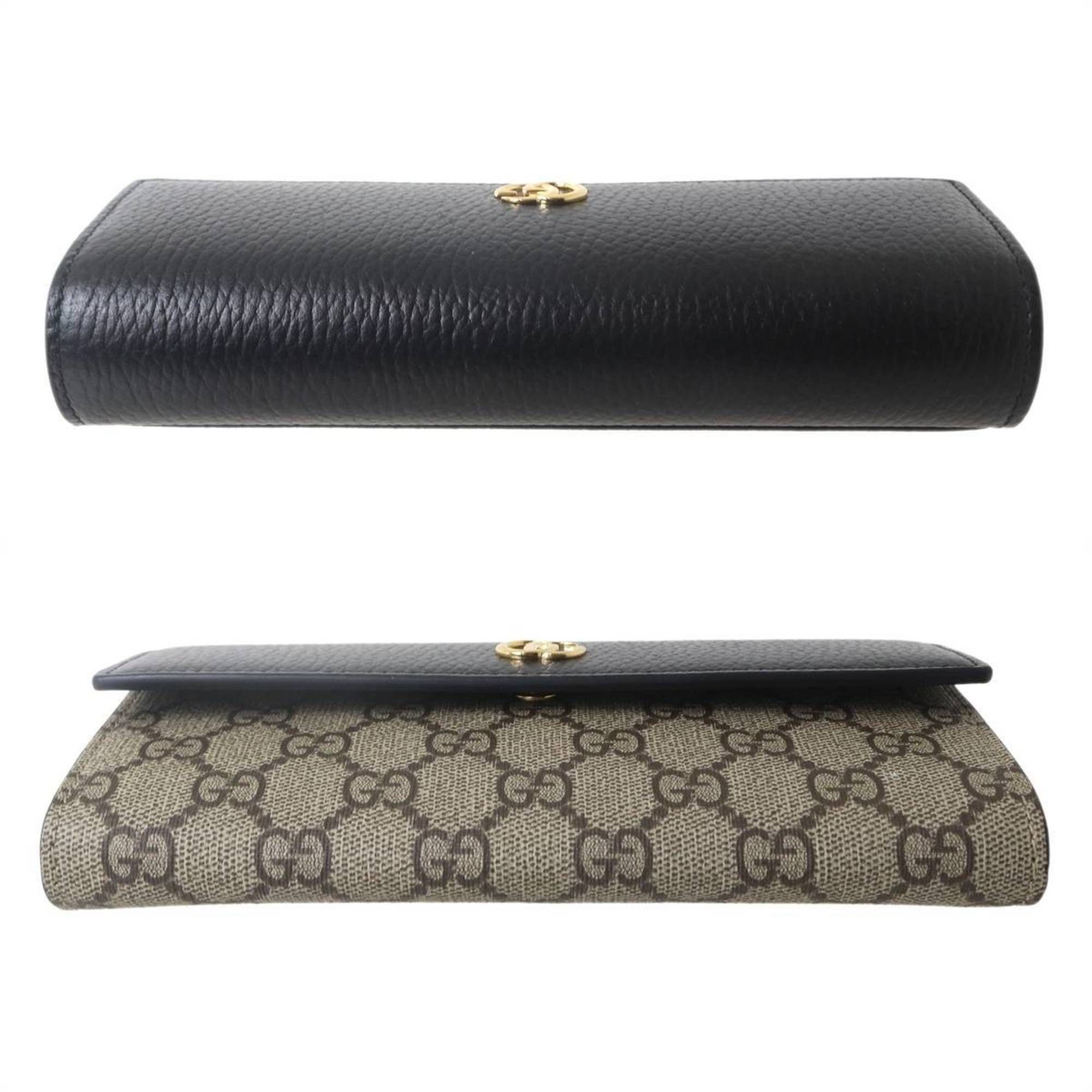 Other GUCCI GG Supreme Continental Wallet Marmont Black/Beige 456116 PVC Leather Size ONE SIZE - 4 Thumbnail
