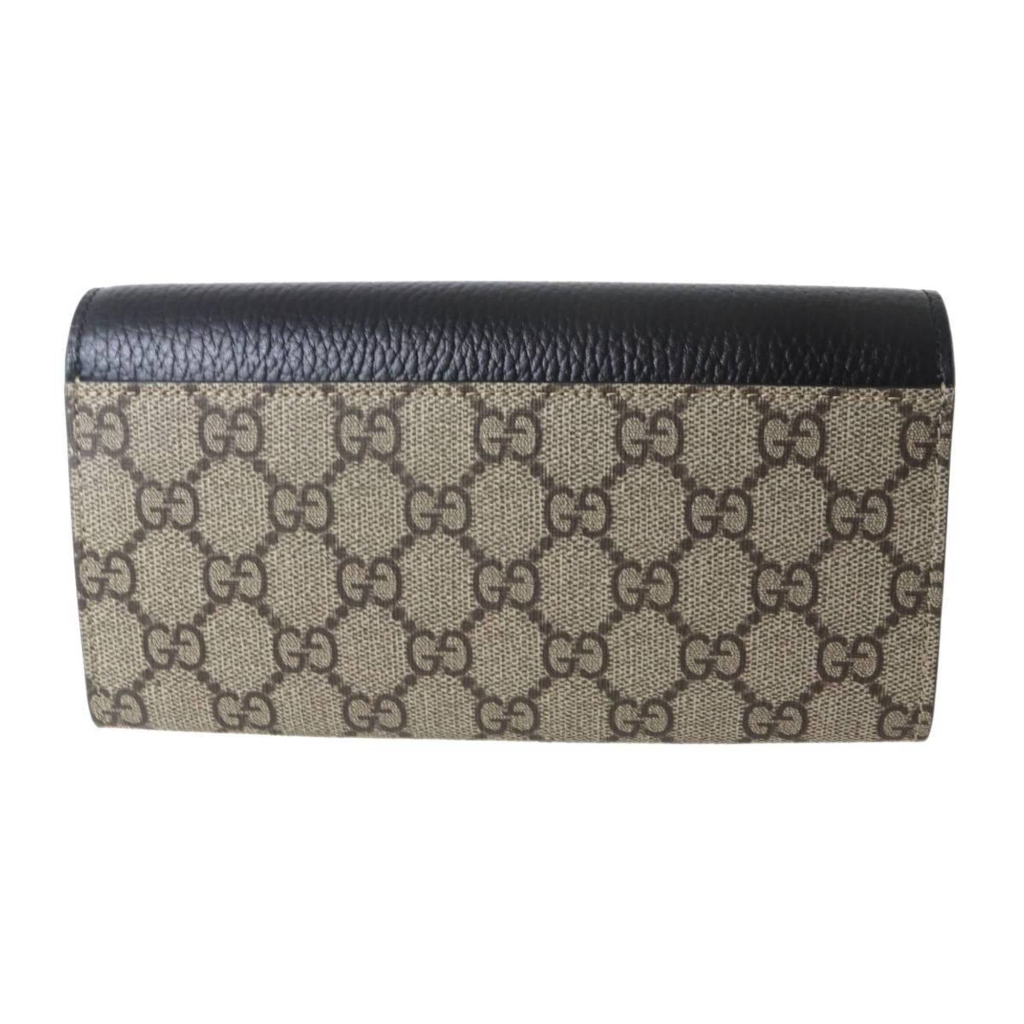 Other GUCCI GG Supreme Continental Wallet Marmont Black/Beige 456116 PVC Leather Size ONE SIZE - 3 Thumbnail