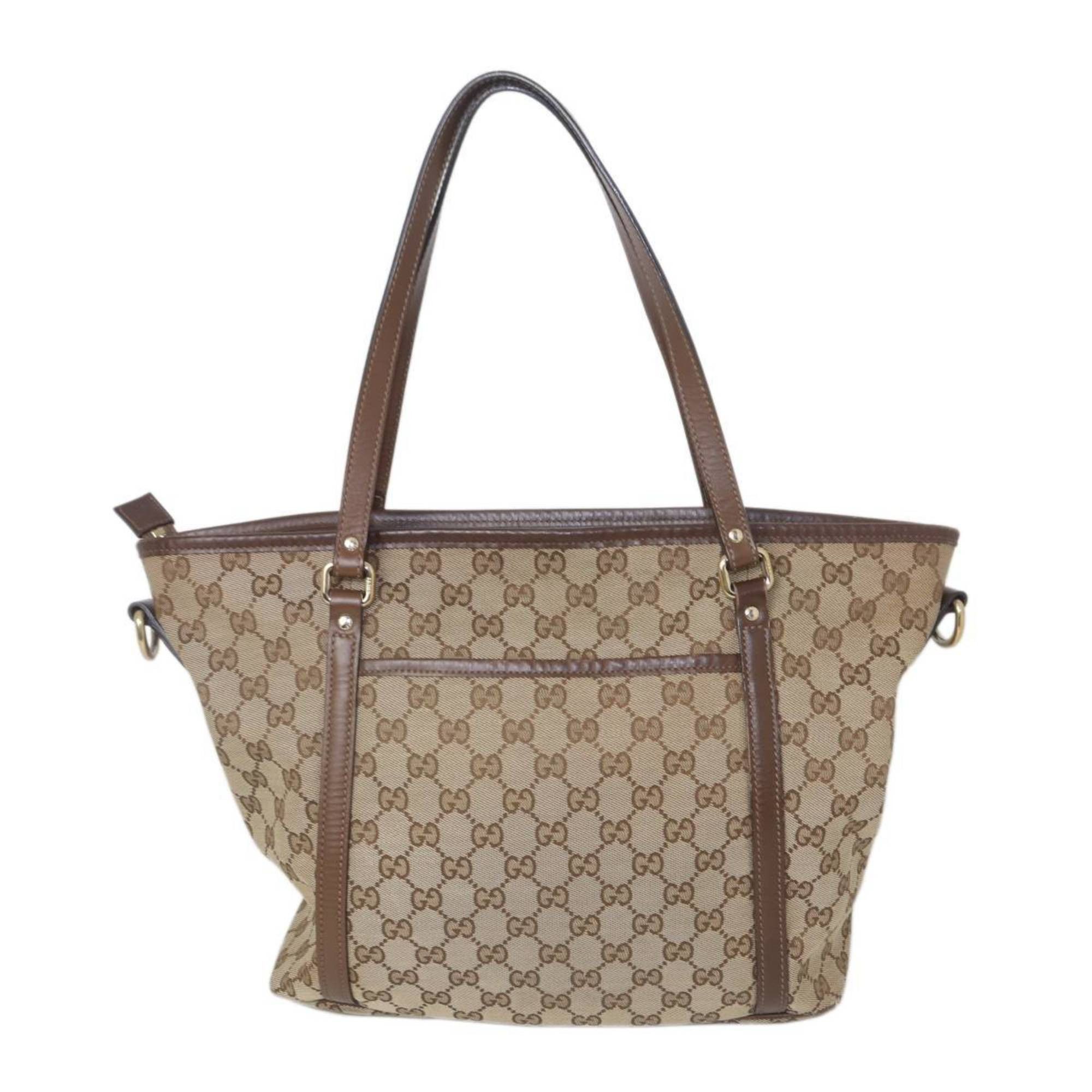 Gucci GUCCI GG Beige Tote Bag 388929 52540 Jacquard and Leather Size ONE SIZE - 3 Thumbnail