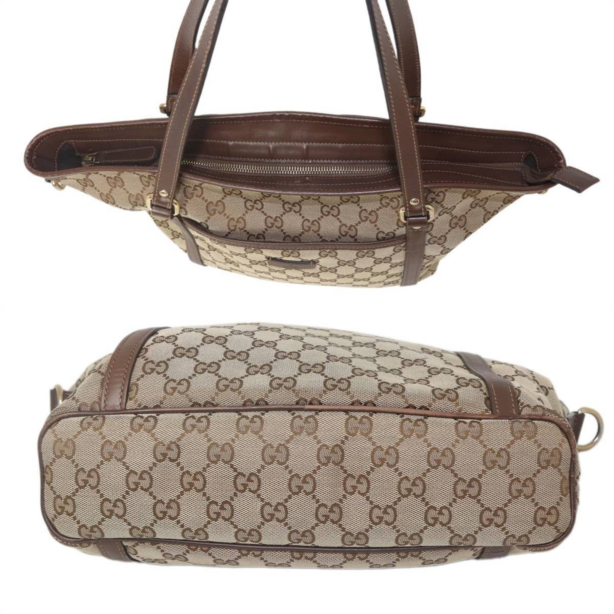Gucci GUCCI GG Beige Tote Bag 388929 52540 Jacquard and Leather Size ONE SIZE - 5 Thumbnail