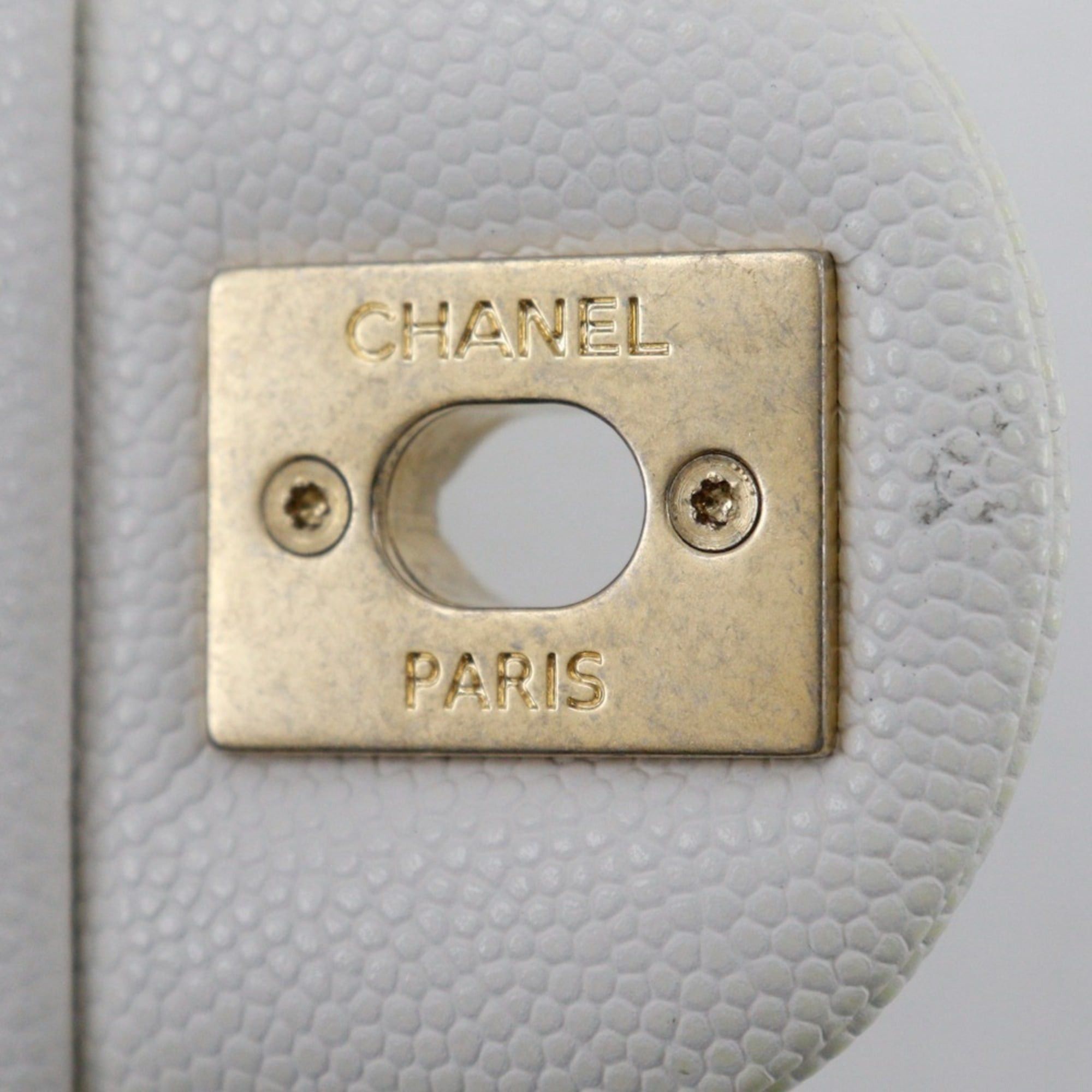 Chanel CHANEL Matelasse Flap Shoulder Bag Chain A35200 Caviar Skin Made in Italy White/Gold Hardware Crossbody Turn Lock Women's Size ONE SIZE - 11 Thumbnail