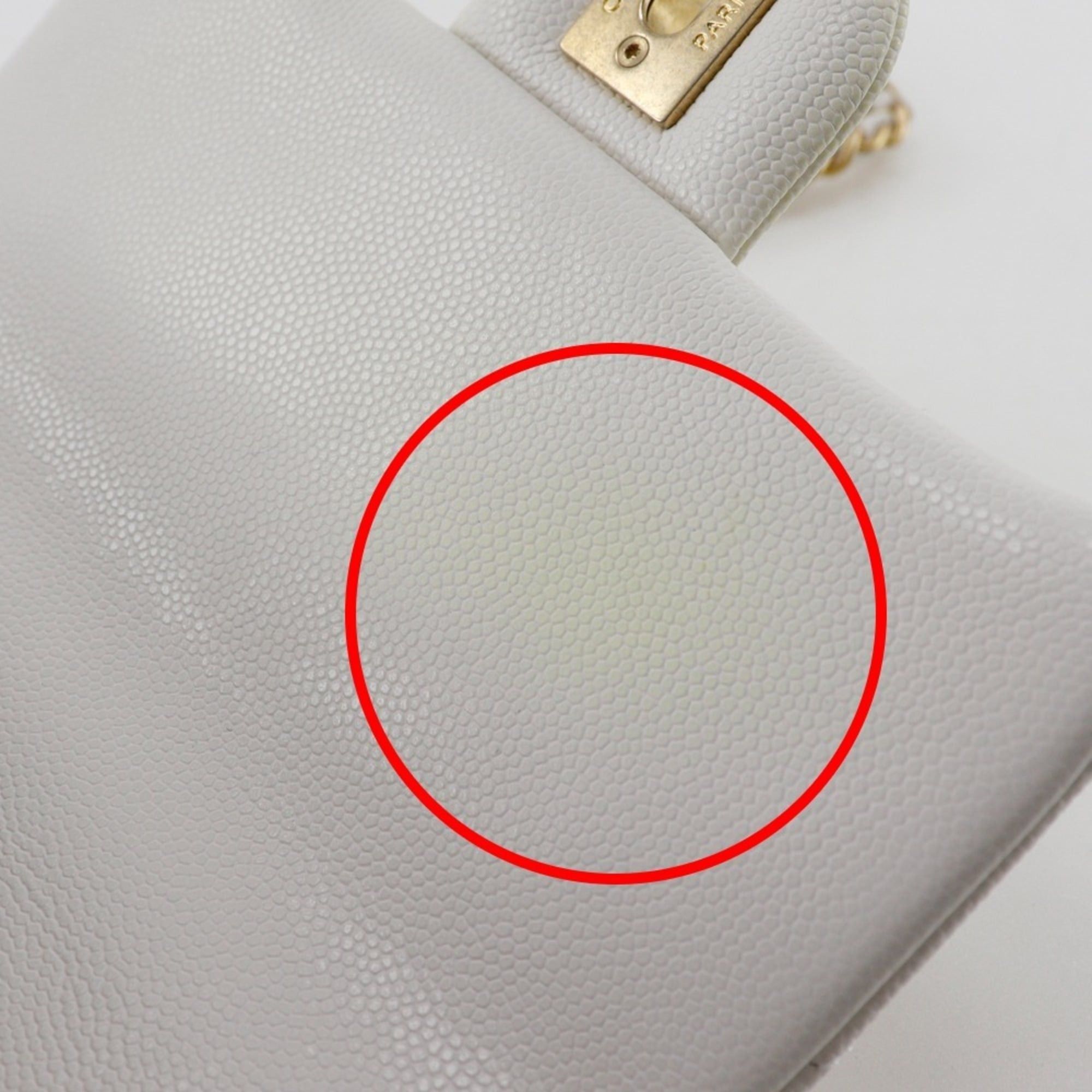 Chanel CHANEL Matelasse Flap Shoulder Bag Chain A35200 Caviar Skin Made in Italy White/Gold Hardware Crossbody Turn Lock Women's Size ONE SIZE - 7 Thumbnail