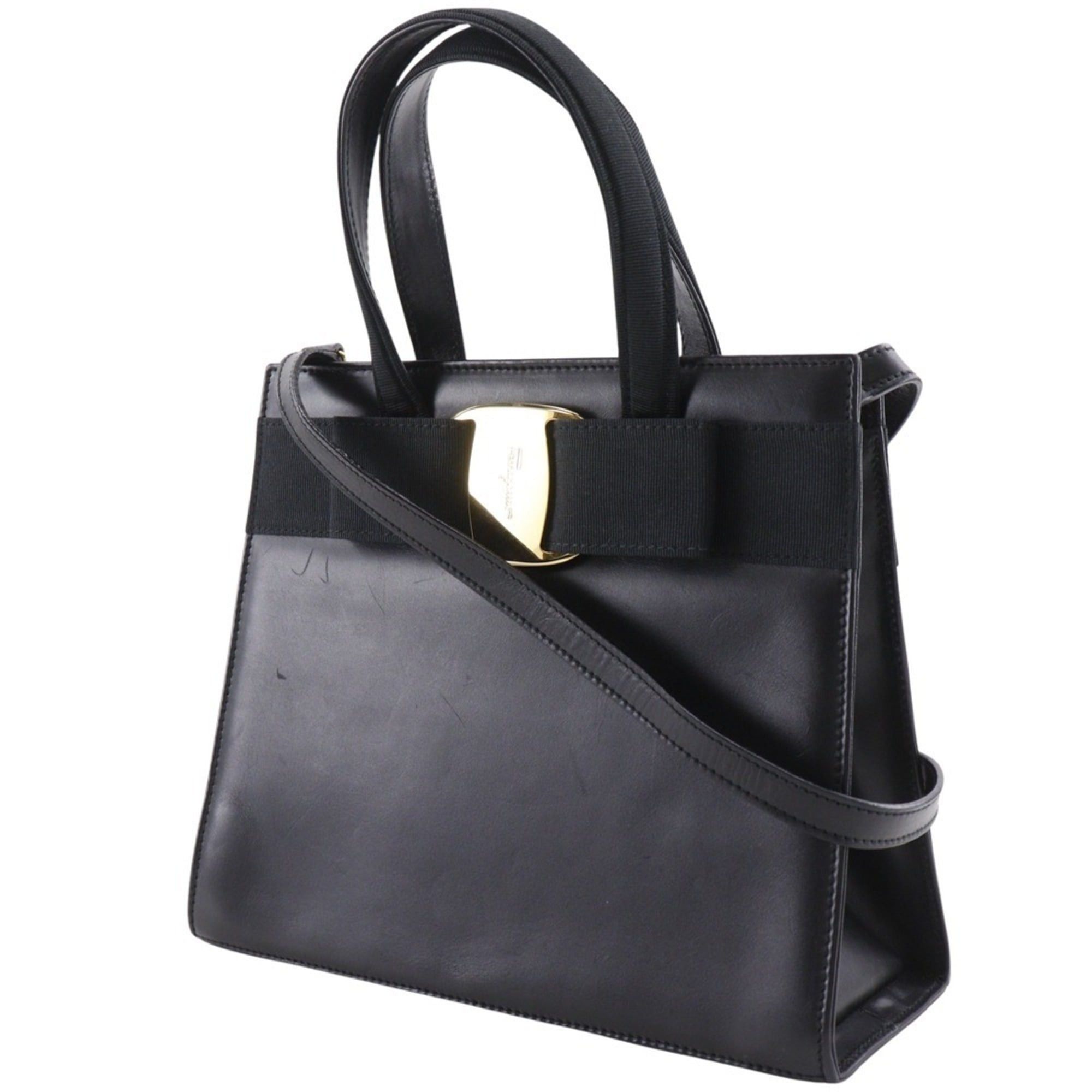 Salvatore Ferragamo Salvatore Ferragamo Vara Ribbon Handbag 2-way shoulder bag Leather Made in Italy Black Crossbody Magnetic Type Women's Size ONE SIZE - 2 Thumbnail