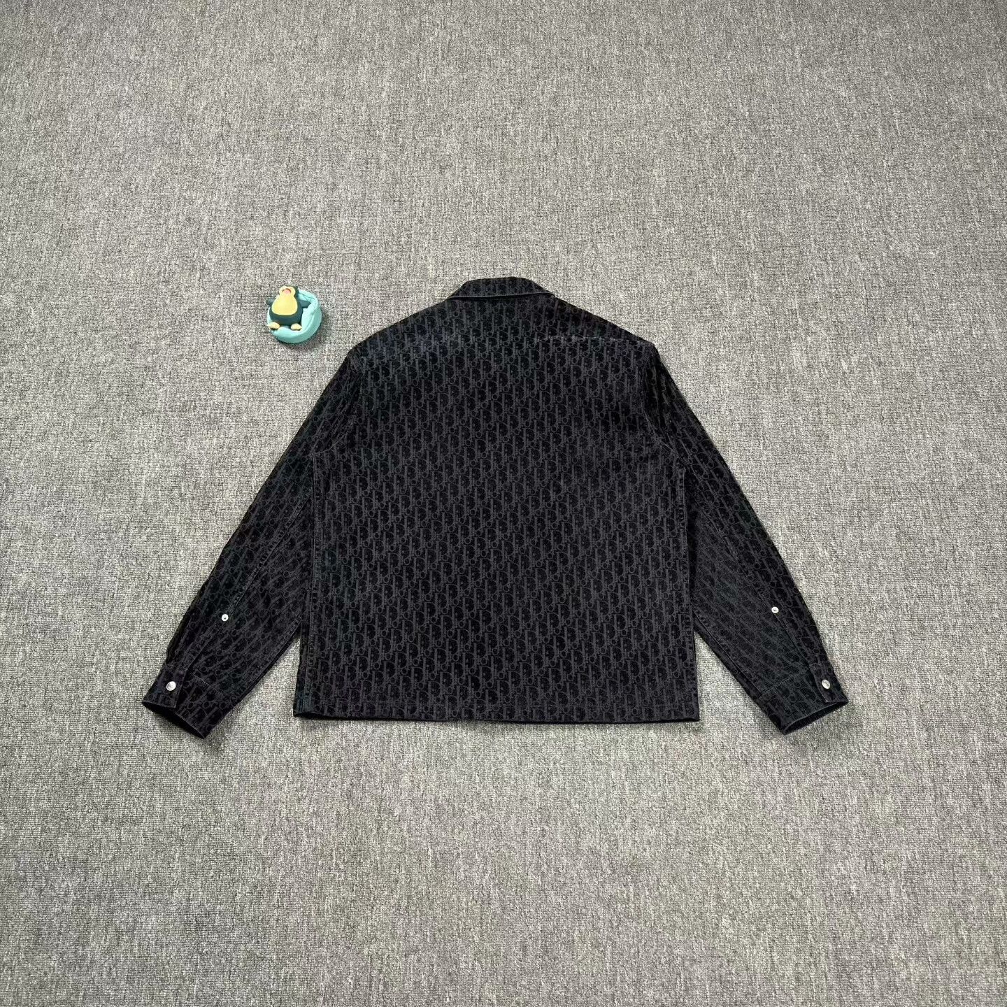 Dior Dior Navy Blue Flocked All-over Print Shirt Jacket Size US M / EU 48-50 / 2 - 2 Thumbnail