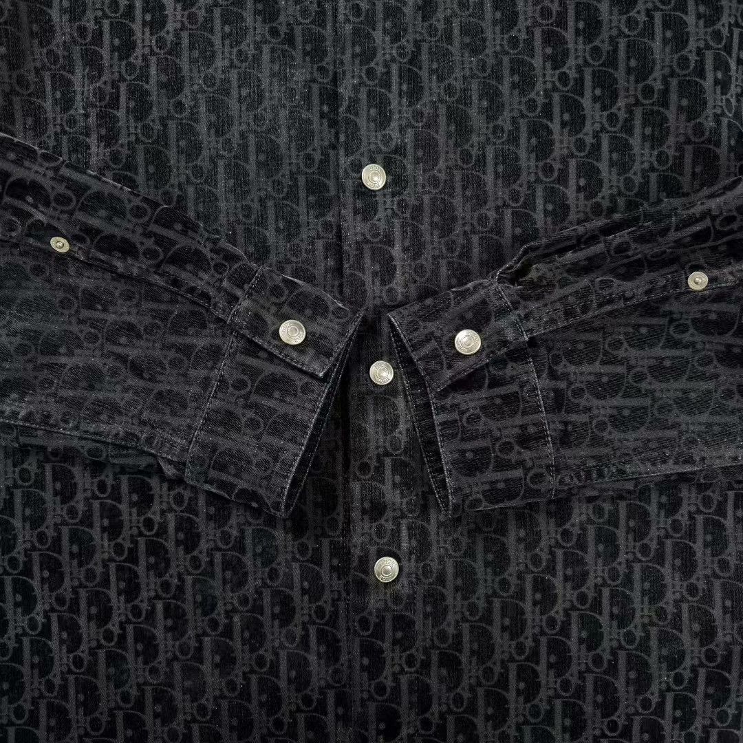 Dior Dior Navy Blue Flocked All-over Print Shirt Jacket Size US M / EU 48-50 / 2 - 5 Thumbnail