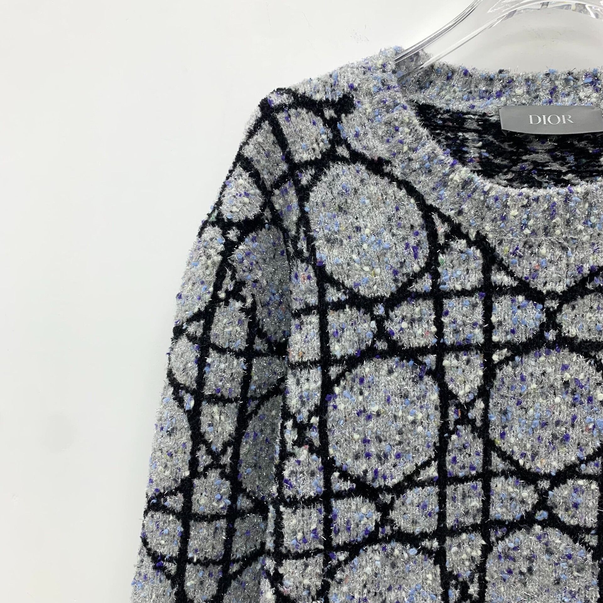 Dior gray silver patterned long sleeve knit sweater Size US XL / EU 56 / 4 - 3 Thumbnail