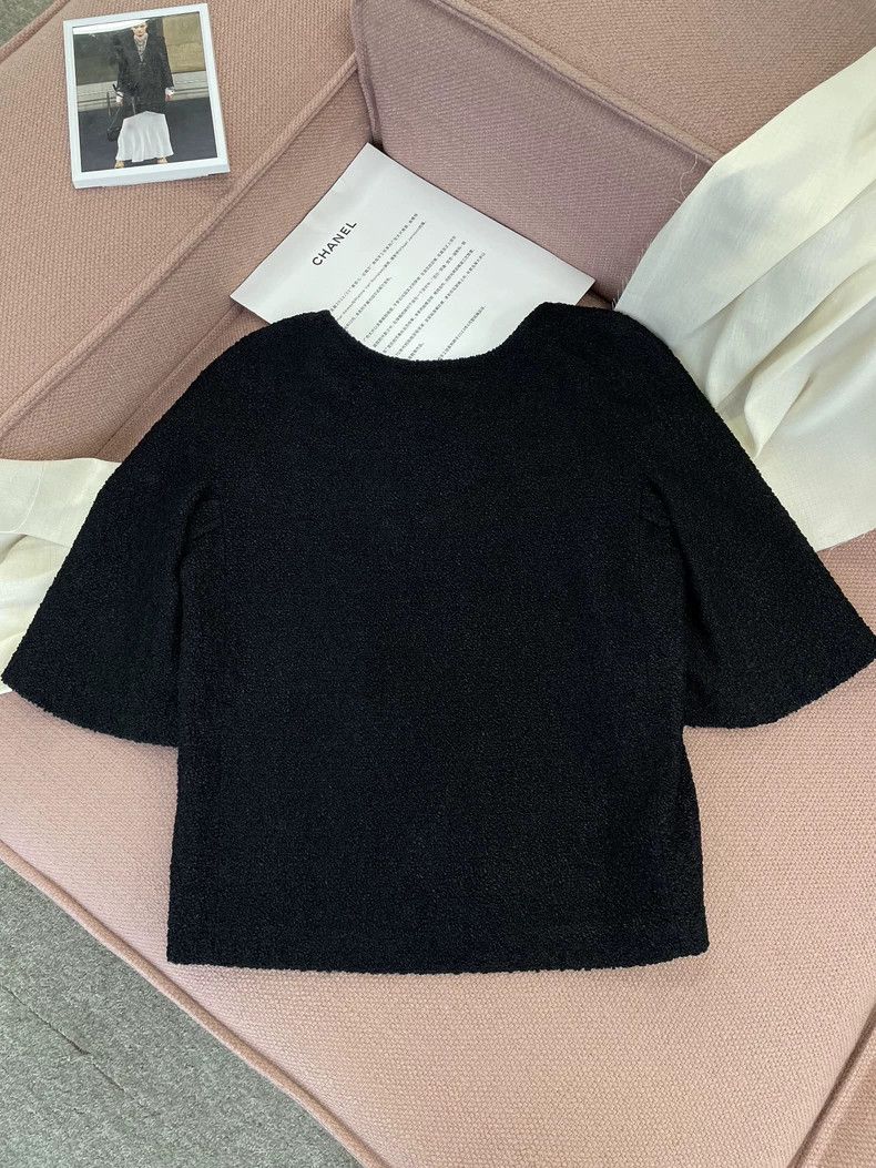 Chanel Chanel Black V-Neck Short Sleeve Top Size US M / EU 48-50 / 2 - 4 Thumbnail
