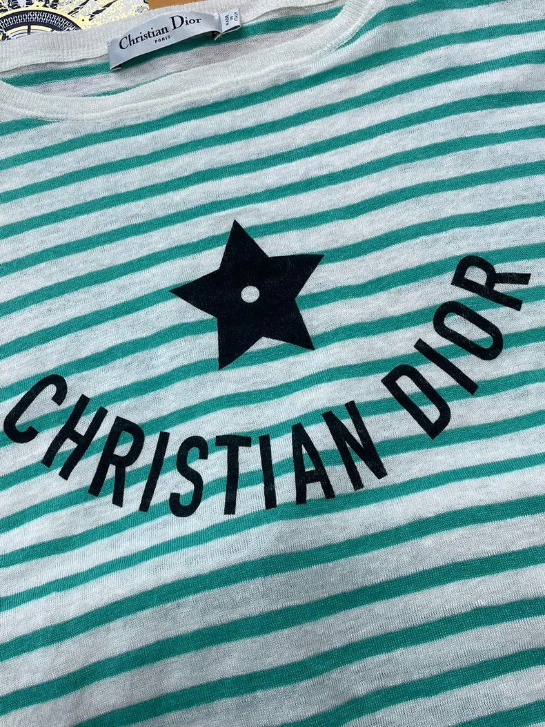 Dior Dior Green Striped Star Knit Top Size US M / EU 48-50 / 2 - 2 Thumbnail