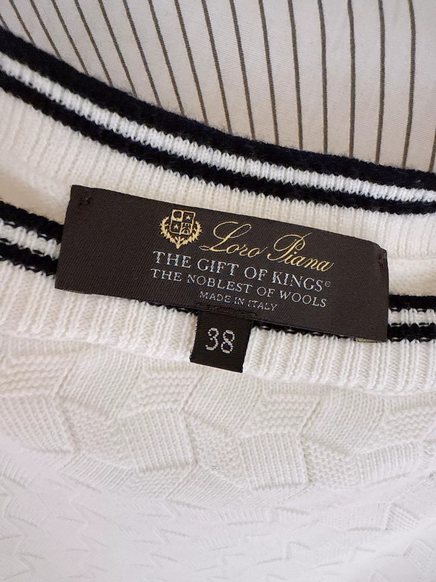 Loro Piana Loro Piana Black and White Striped Merino Wool Knit Sweater Size US S / EU 44-46 / 1 - 8 Thumbnail