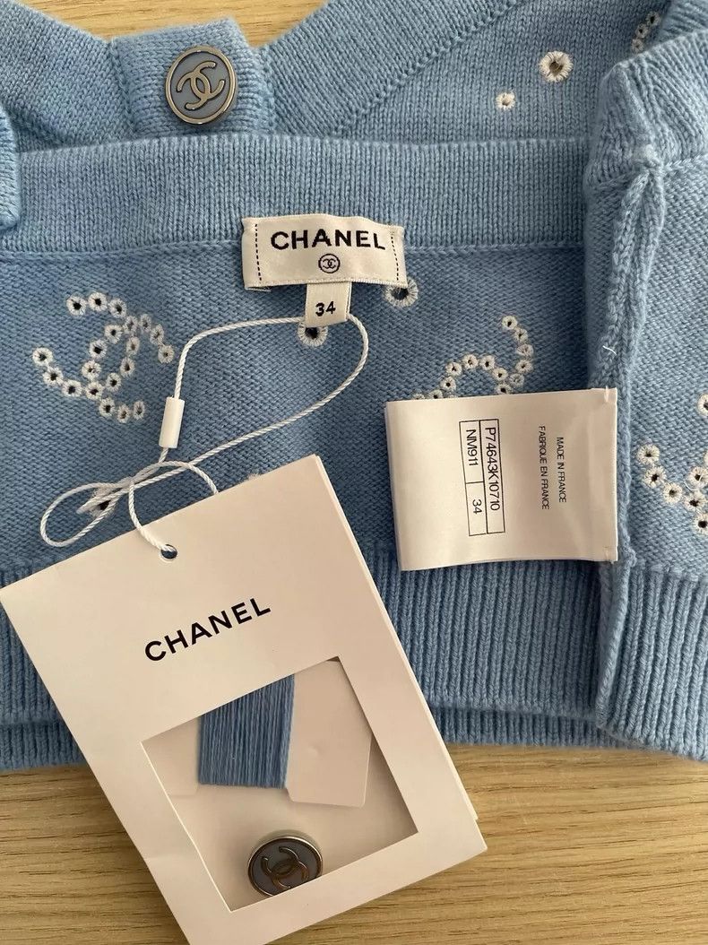 Chanel Chanel 2023 Blue Logo Knit Camisole Size US XS / EU 42 / 0 - 3 Thumbnail