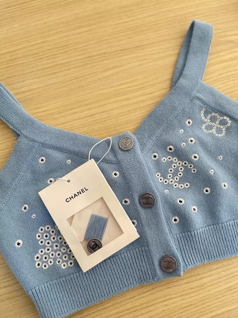 Chanel Chanel 2023 Blue Logo Knit Camisole Size US XS / EU 42 / 0 - 4 Thumbnail