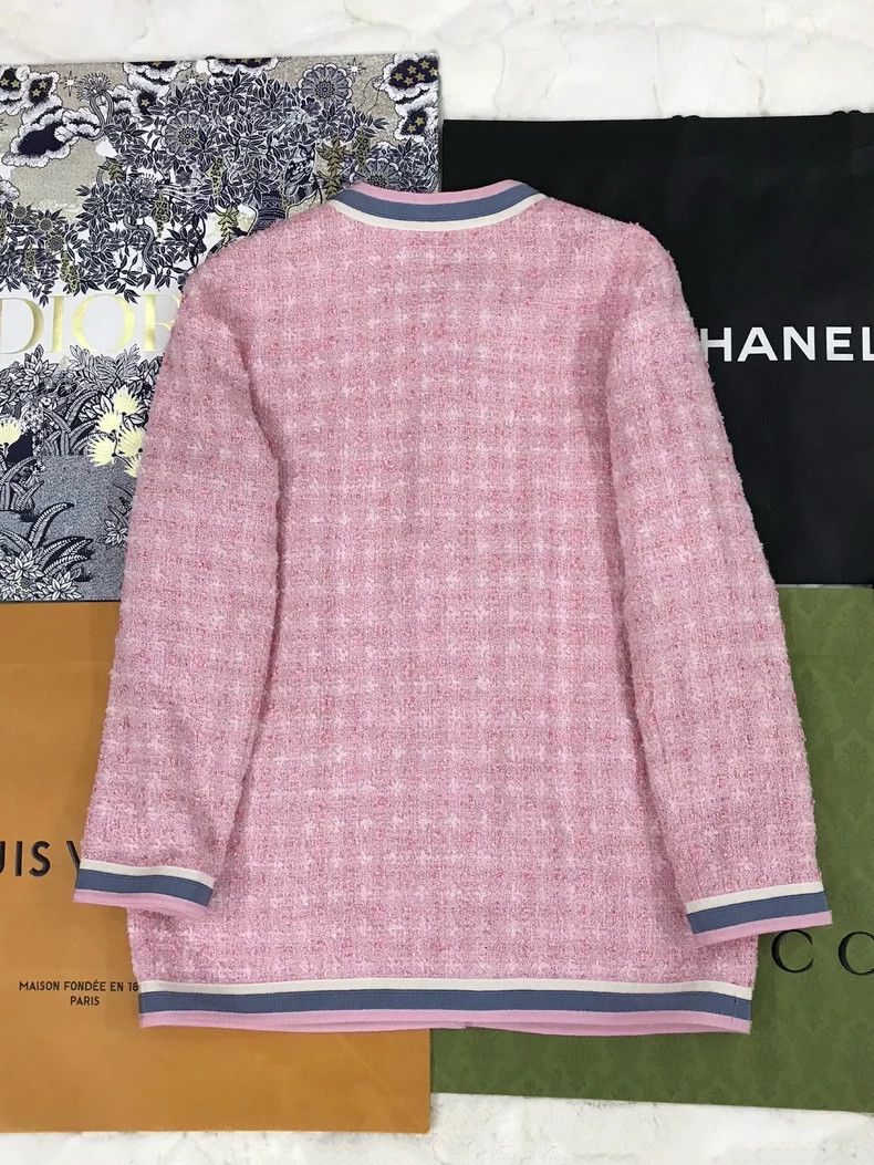 Gucci Gucci Pink Knit Coat with Gold Buttons Size US M / EU 48-50 / 2 - 2 Thumbnail
