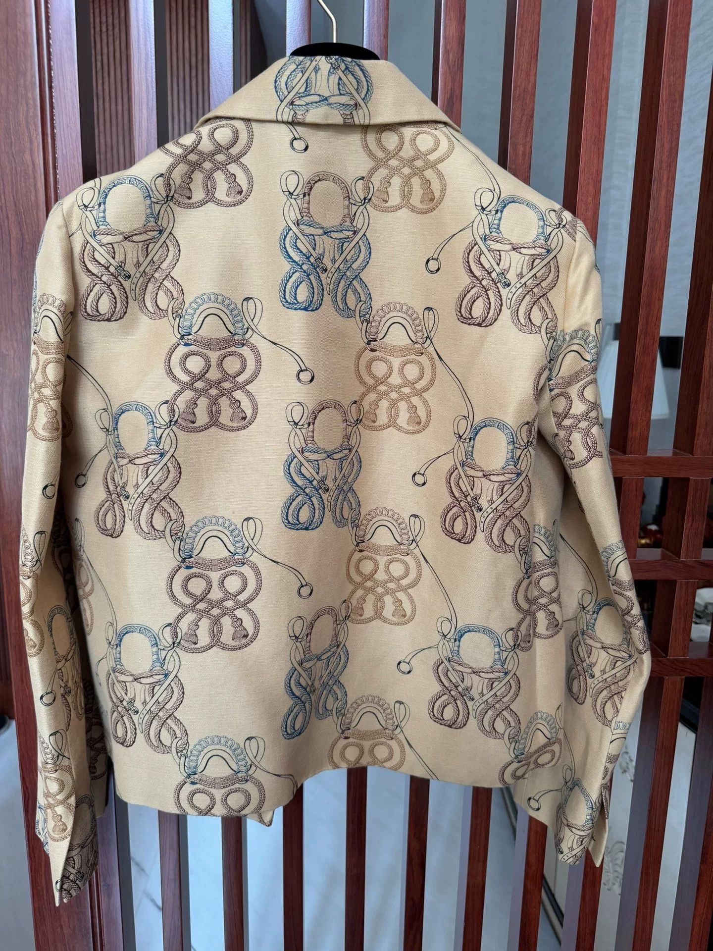 Hermes Hermes Beige Patterned Jacket Size US XS / EU 42 / 0 - 5 Thumbnail