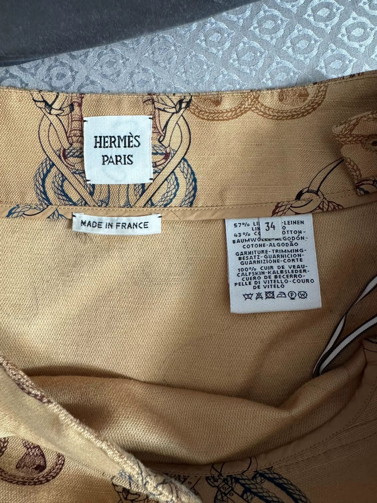 Hermes Hermes Beige Patterned Jacket Size US XS / EU 42 / 0 - 8 Thumbnail