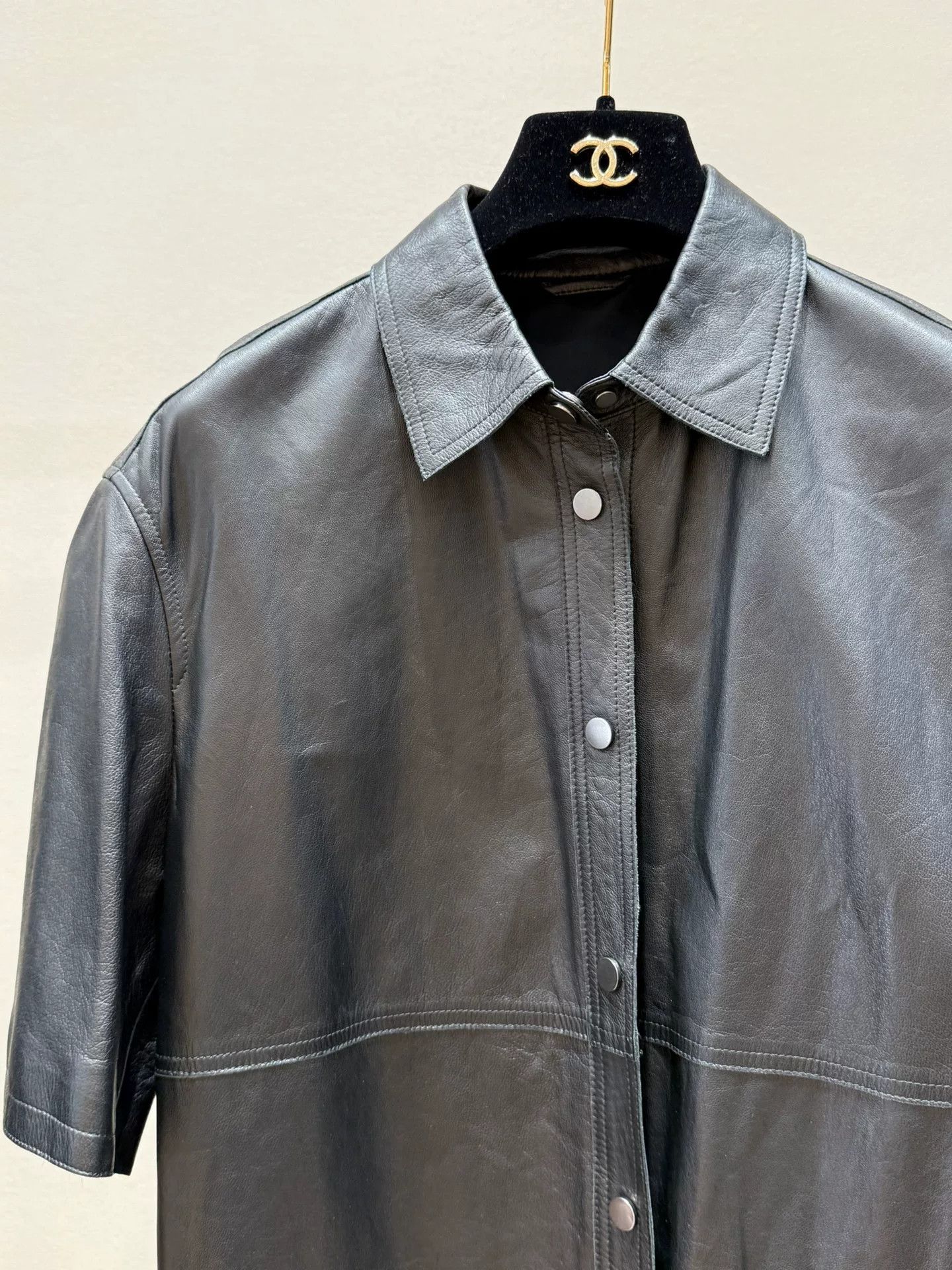 Brunello Cucinelli Brunello Cucinelli Black Leather Shirt Size US XS / EU 42 / 0 - 2 Thumbnail