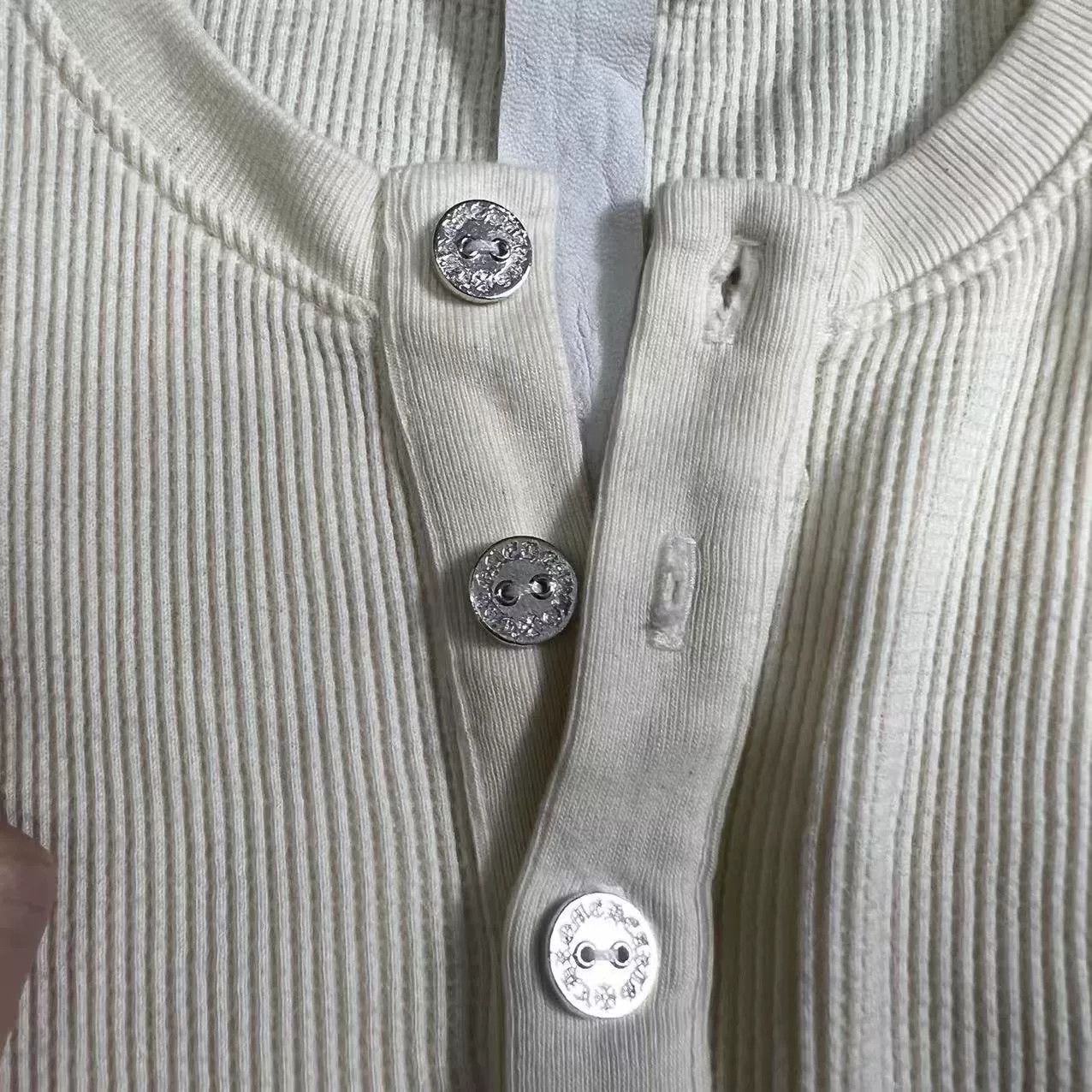 Chrome Hearts Chrome Hearts Waffle Knit Three Silver Button Top Size US M / EU 48-50 / 2 - 3 Thumbnail