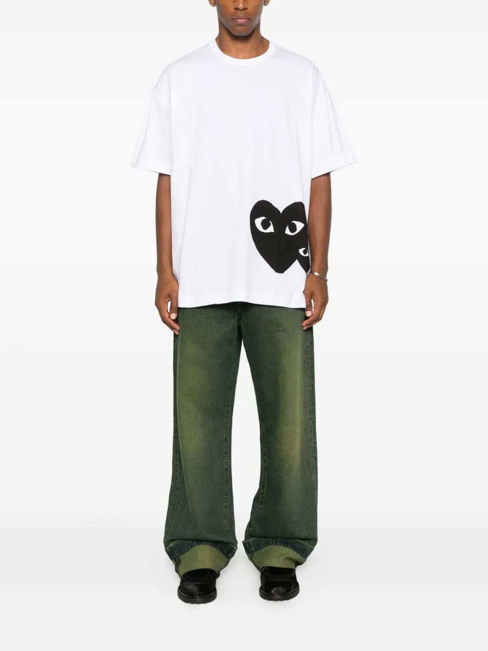Comme des Garcons PLAY "BLACK HEART" OVERSIZED LOGO T-SHIRT Size M / US 6-8 / IT 42-44 - 4 Thumbnail