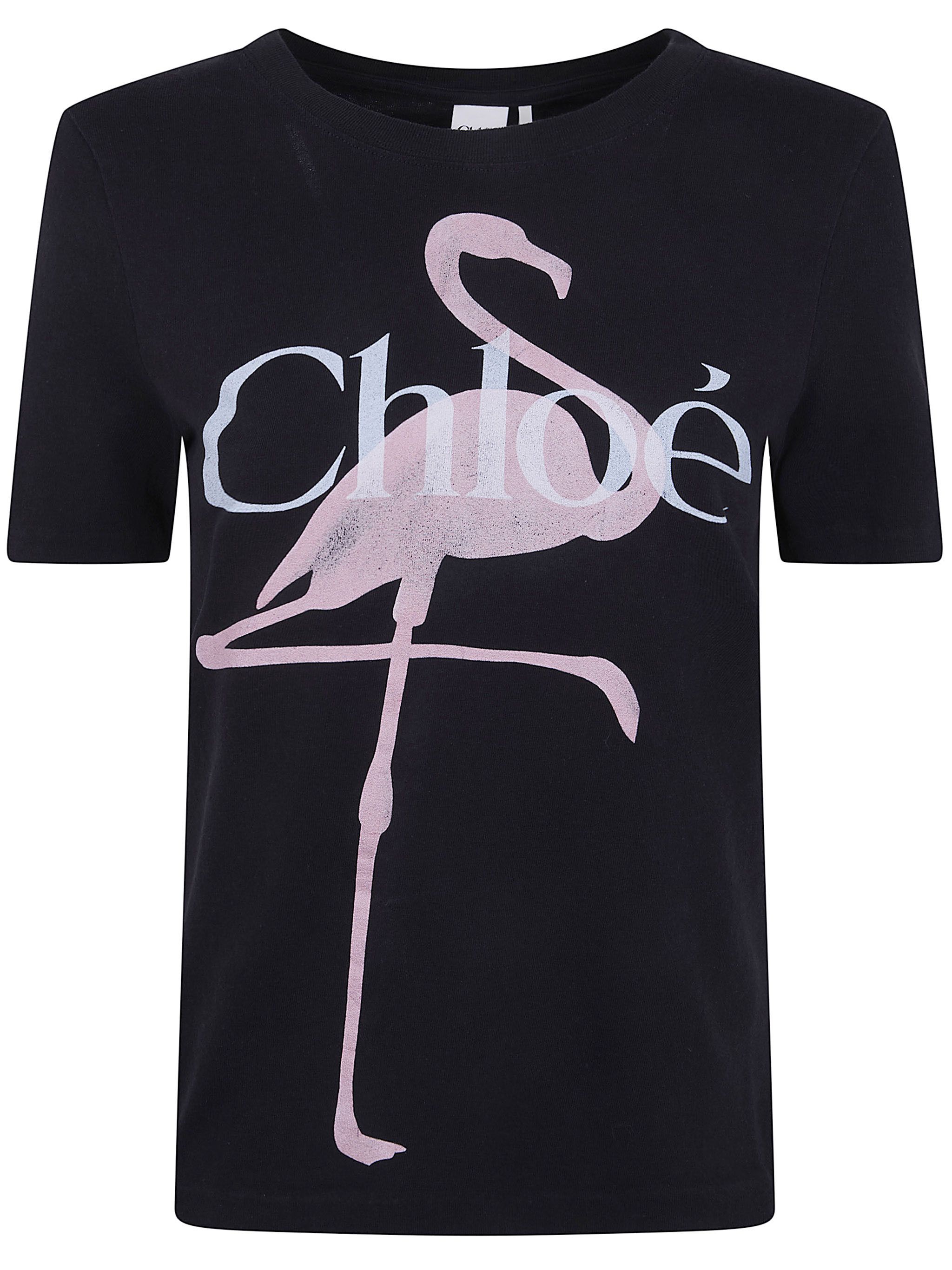 Chloe CLASSIC "FLAMINGO PRINT" T-SHIRT Size S / US 4 / IT 40 - 6 Thumbnail