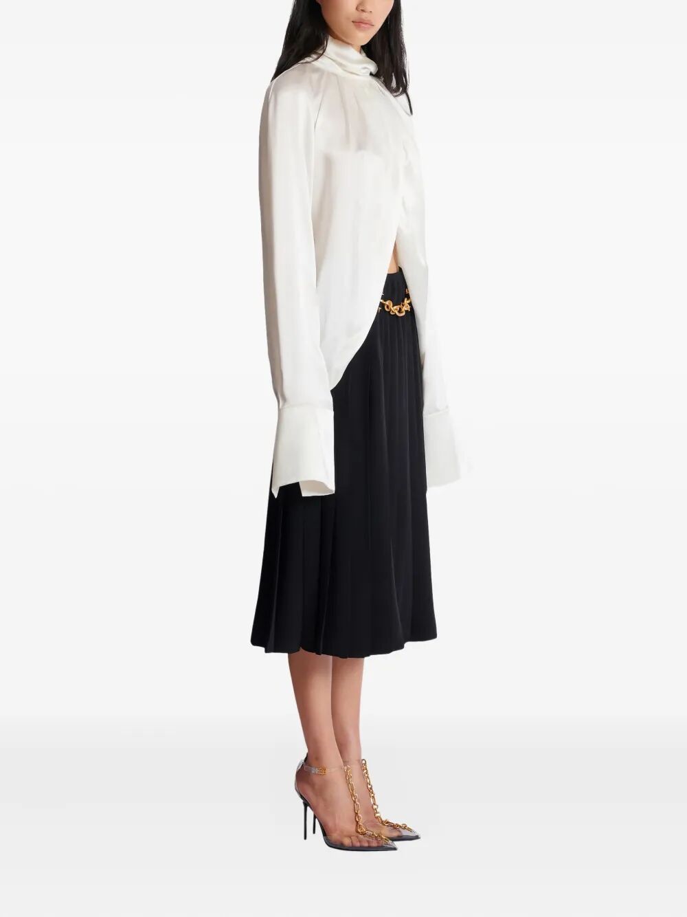Balmain DRAPPED SILK BLOUSE SHIRT Size M / US 6-8 / IT 42-44 - 3 Thumbnail