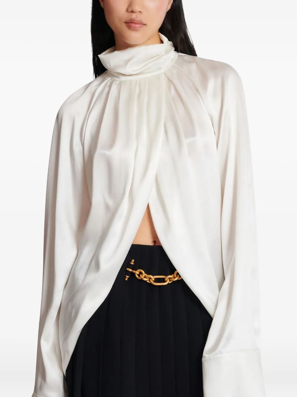 Balmain DRAPPED SILK BLOUSE SHIRT Size M / US 6-8 / IT 42-44 - 5 Thumbnail