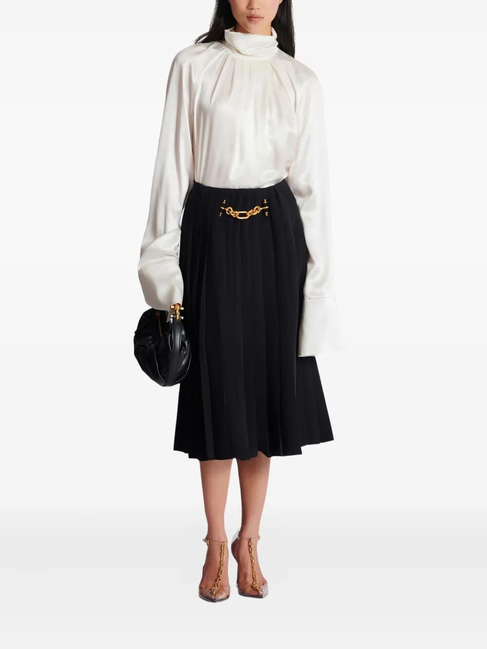 Balmain DRAPPED SILK BLOUSE SHIRT Size M / US 6-8 / IT 42-44 - 2 Thumbnail