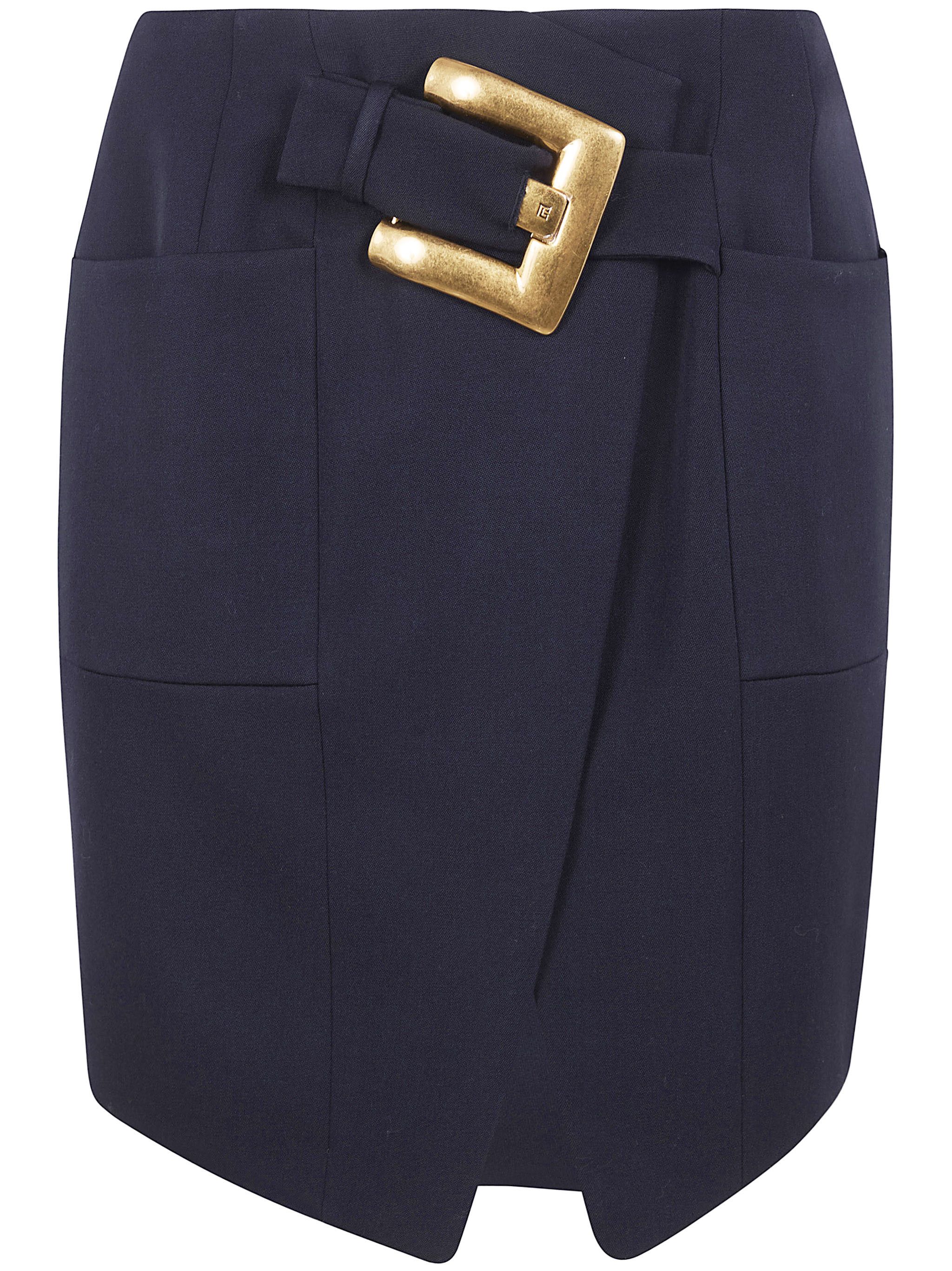 BELTED GRAIN DE POUDRE KNEE LENGHT SKIRT