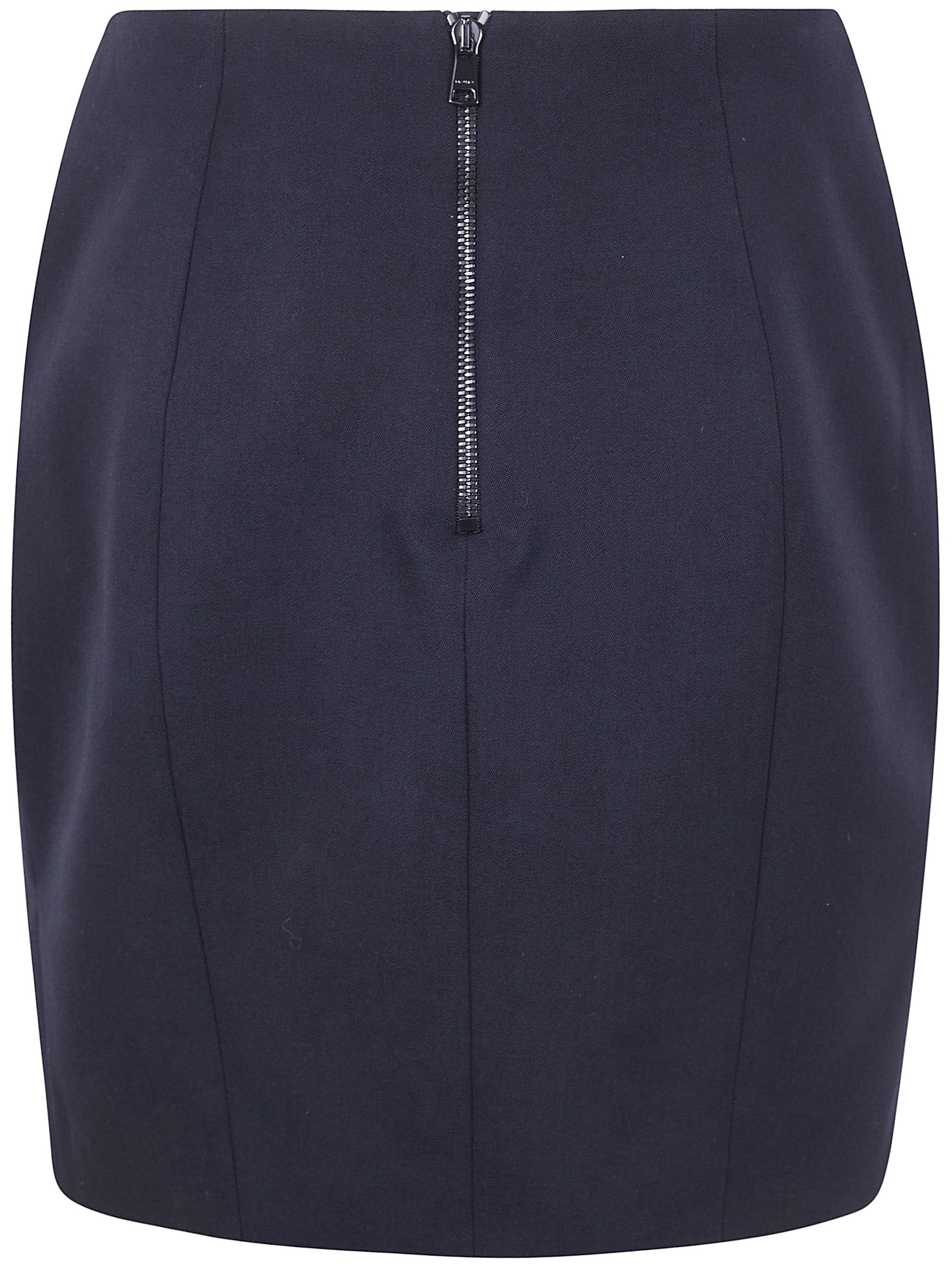 BELTED GRAIN DE POUDRE KNEE LENGHT SKIRT