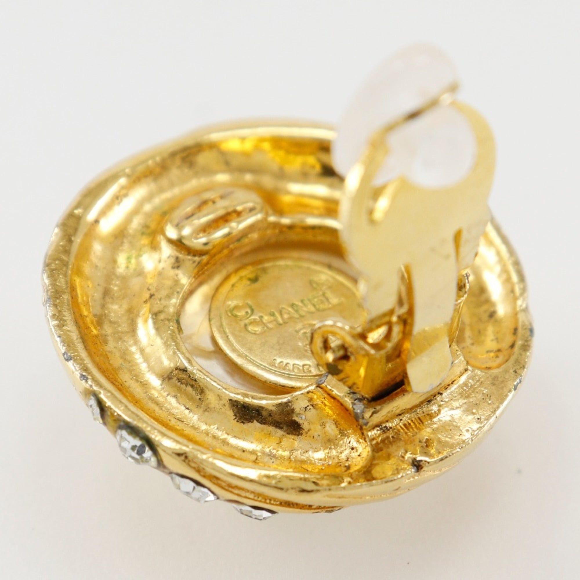Chanel CHANEL Vintage Earrings Gold Plated x Faux Pearl Rhinestone Made in France Approx. 27.2g Women's Size ONE SIZE - 7 Thumbnail