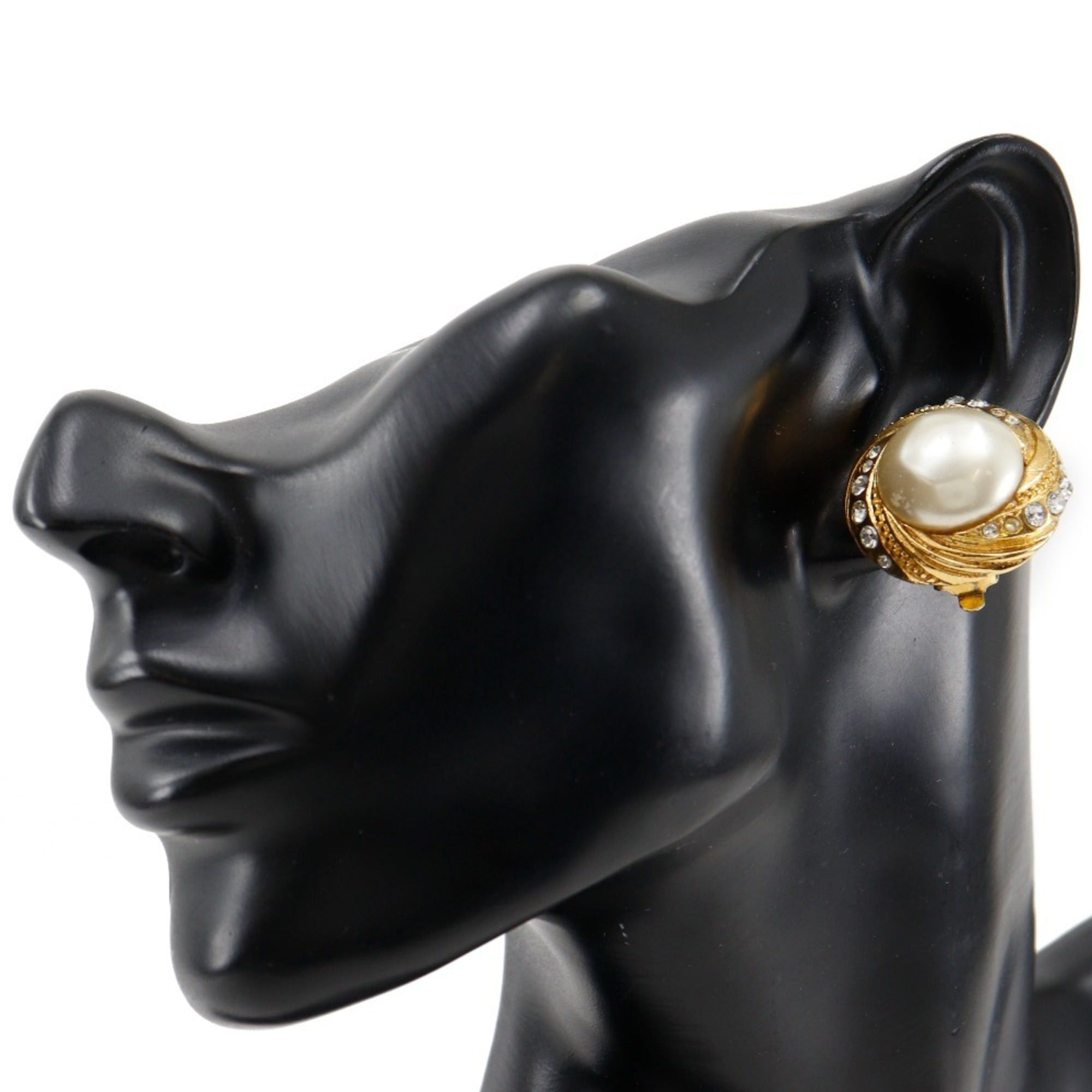 Chanel CHANEL Vintage Earrings Gold Plated x Faux Pearl Rhinestone Made in France Approx. 27.2g Women's Size ONE SIZE - 2 Thumbnail