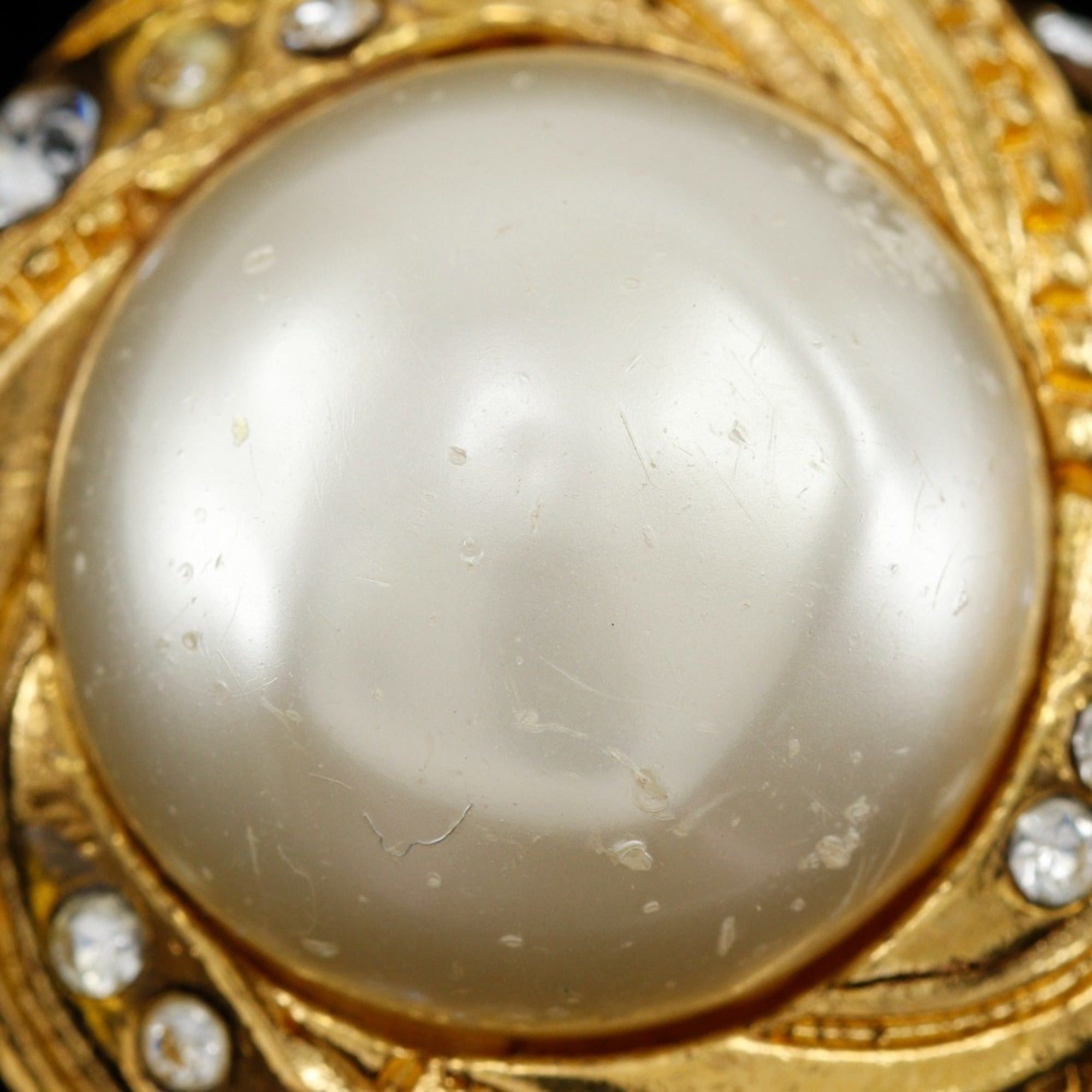 Chanel CHANEL Vintage Earrings Gold Plated x Faux Pearl Rhinestone Made in France Approx. 27.2g Women's Size ONE SIZE - 9 Thumbnail