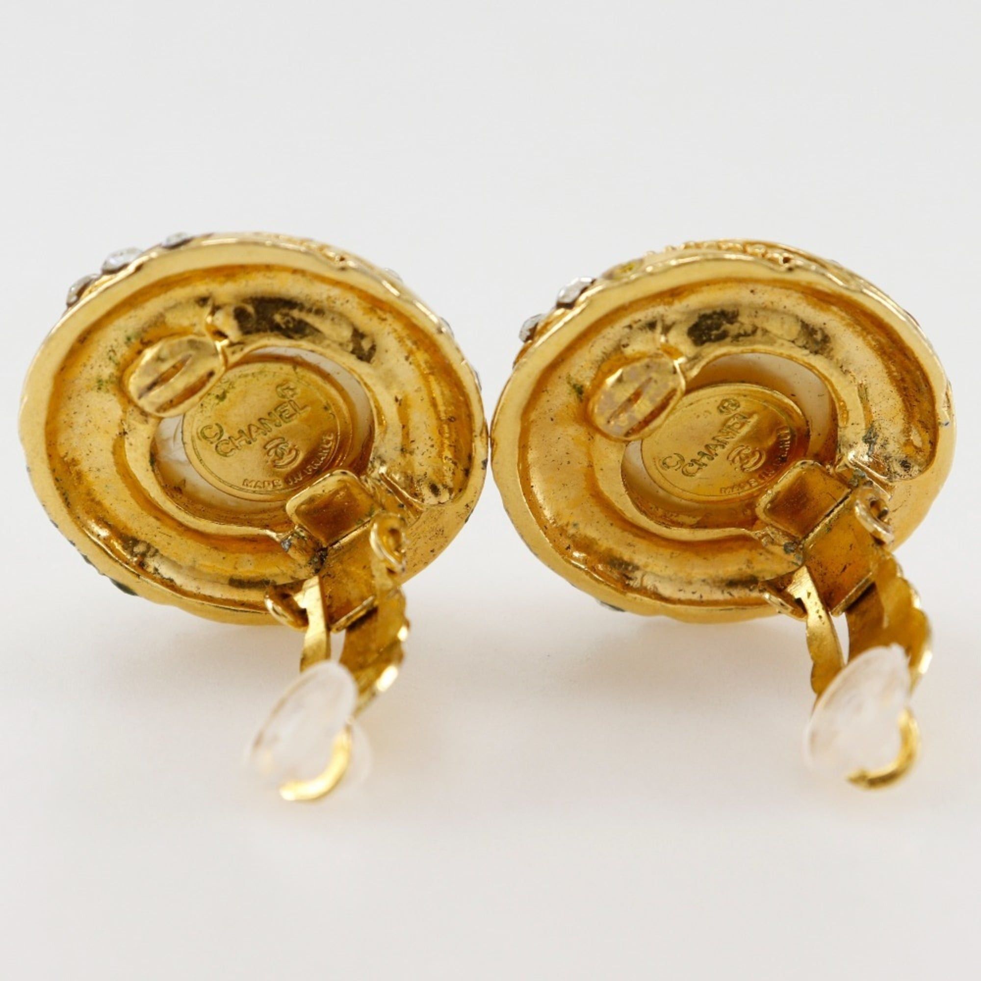 Chanel CHANEL Vintage Earrings Gold Plated x Faux Pearl Rhinestone Made in France Approx. 27.2g Women's Size ONE SIZE - 4 Thumbnail