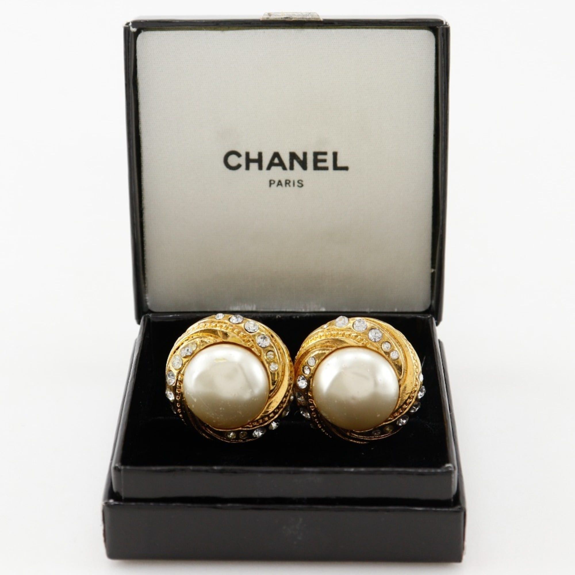 Chanel CHANEL Vintage Earrings Gold Plated x Faux Pearl Rhinestone Made in France Approx. 27.2g Women's Size ONE SIZE - 10 Thumbnail