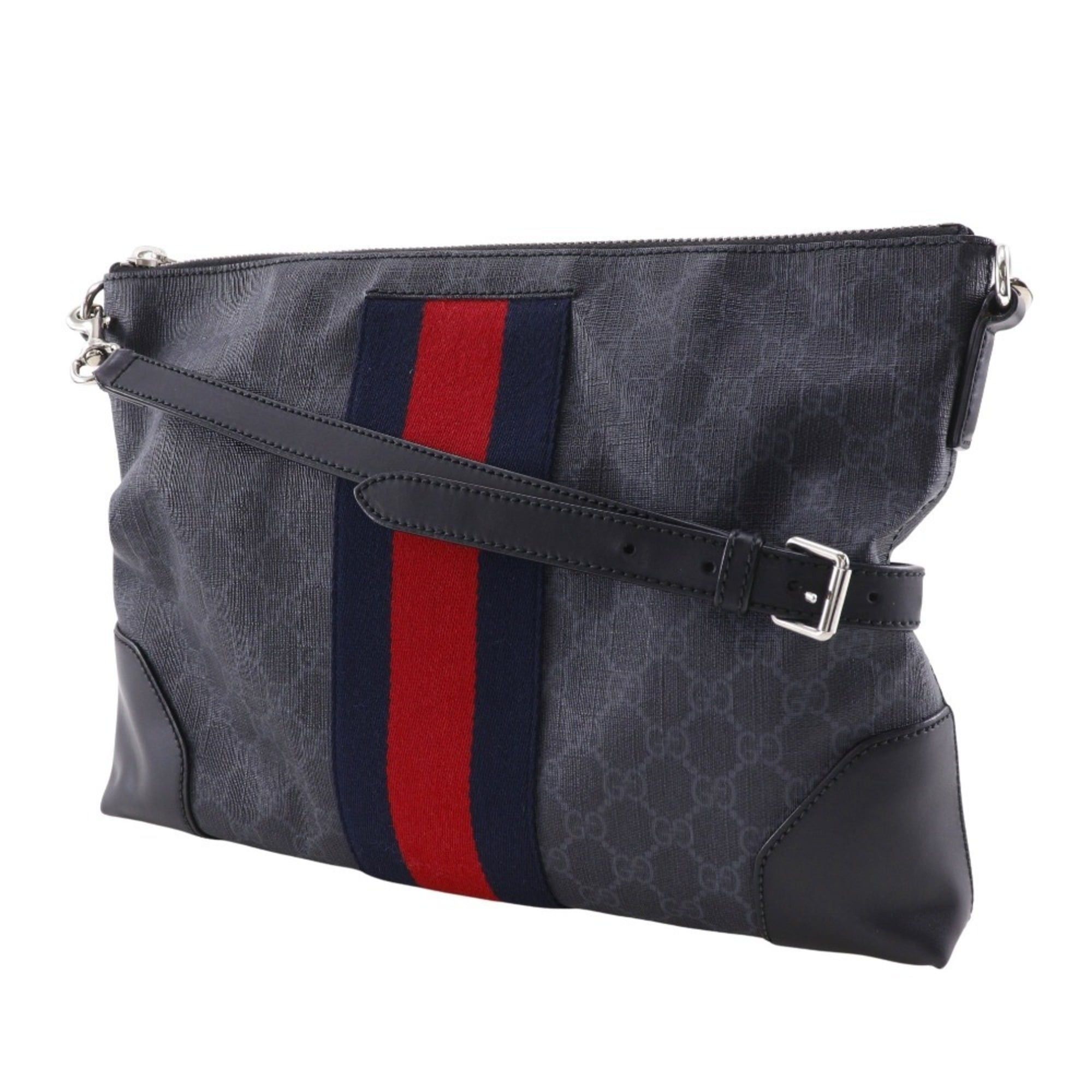Gucci Gucci Messenger Bag Shoulder 474139 GG Supreme Canvas Black Crossbody A4 Zipper Unisex Size ONE SIZE - 2 Thumbnail