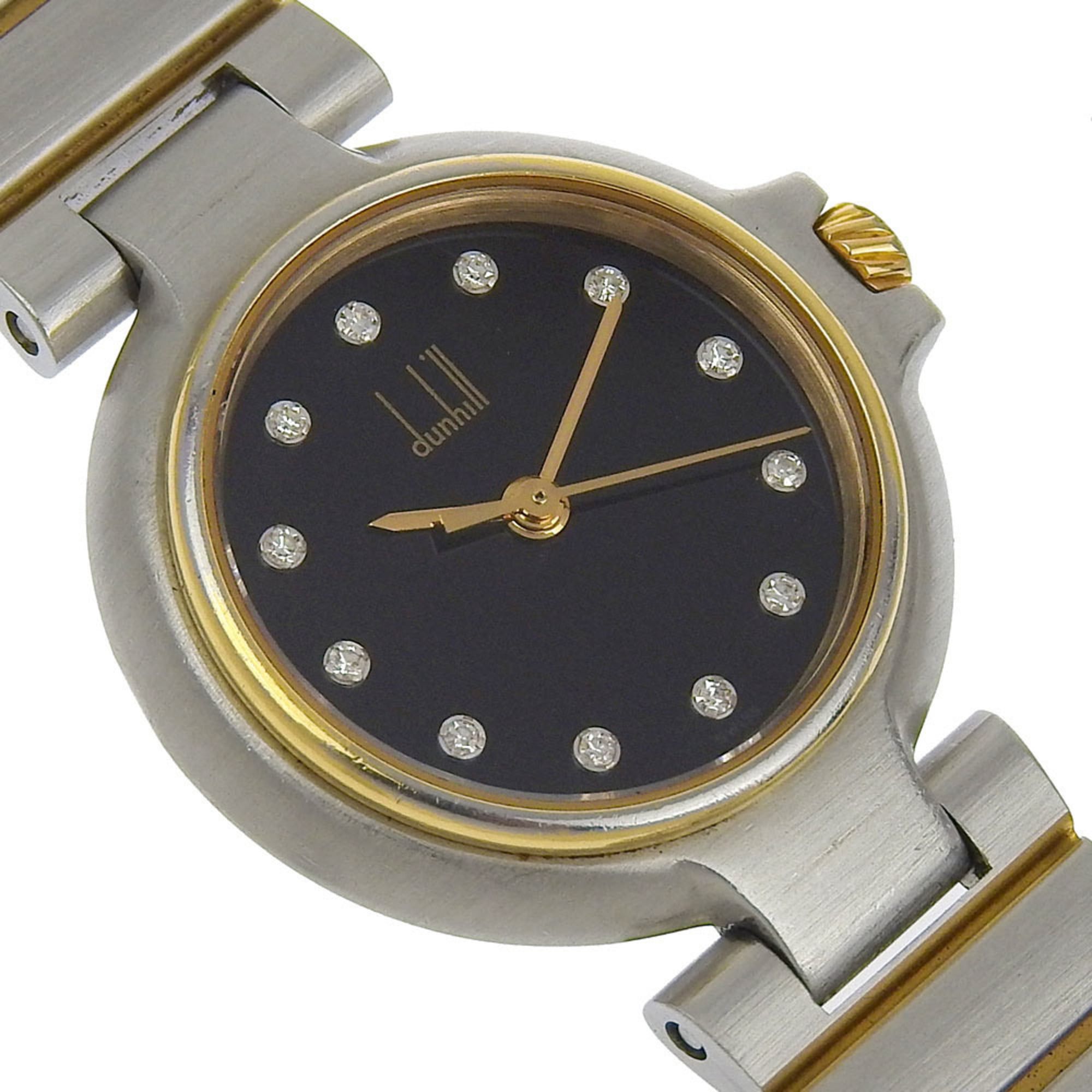 Alfred Dunhill Dunhill Millennium Watch 12P Diamond Stainless Steel x Gold Plated Quartz Analog Display Black Dial Ladies Size ONE SIZE - 2 Thumbnail