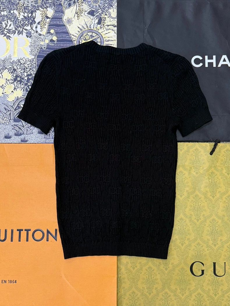 Chanel Chanel Black Logo Knit Short Sleeve Size US M / EU 48-50 / 2 - 2 Thumbnail