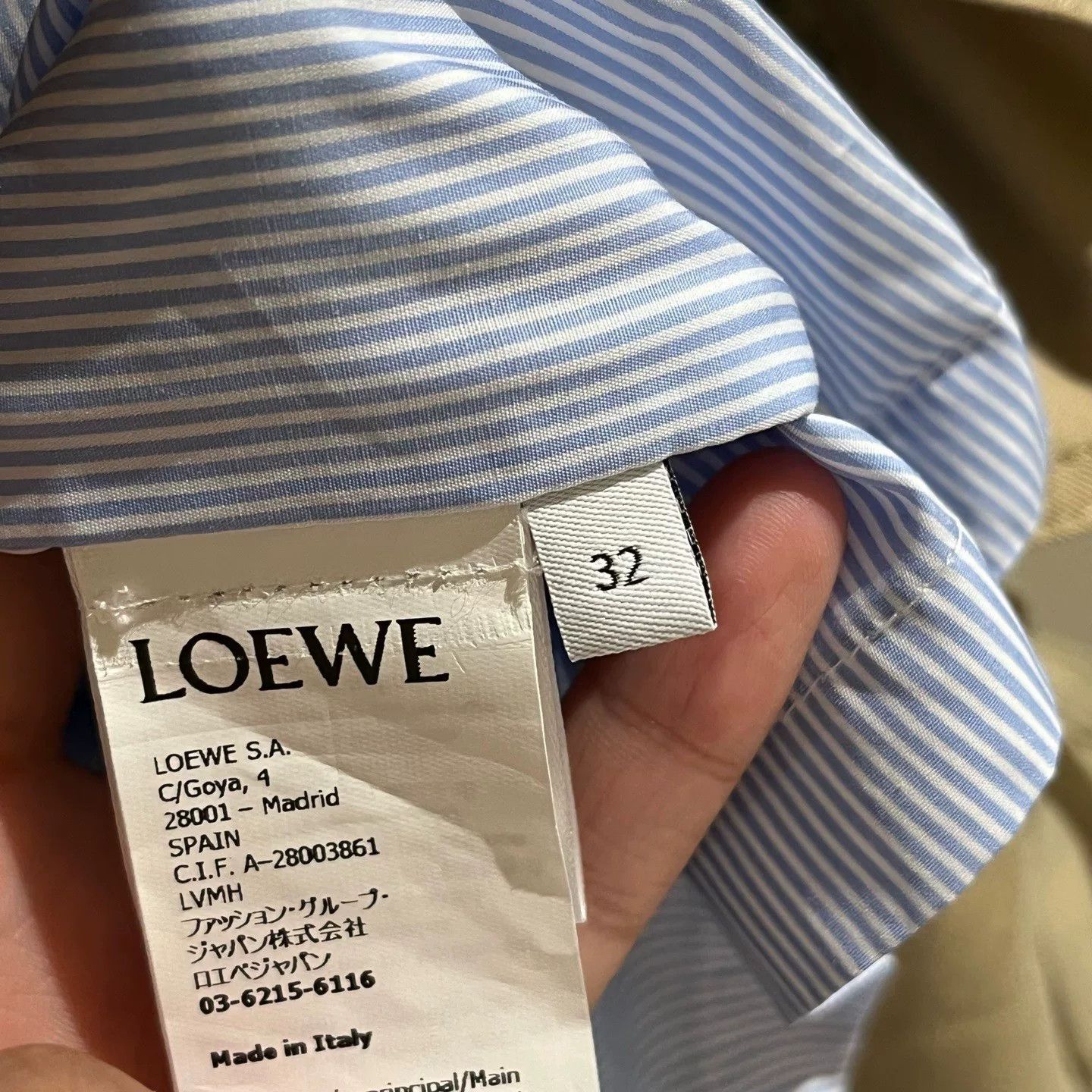 Loewe beige and blue striped hooded casual coat Size US S / EU 44-46 / 1 - 6 Thumbnail
