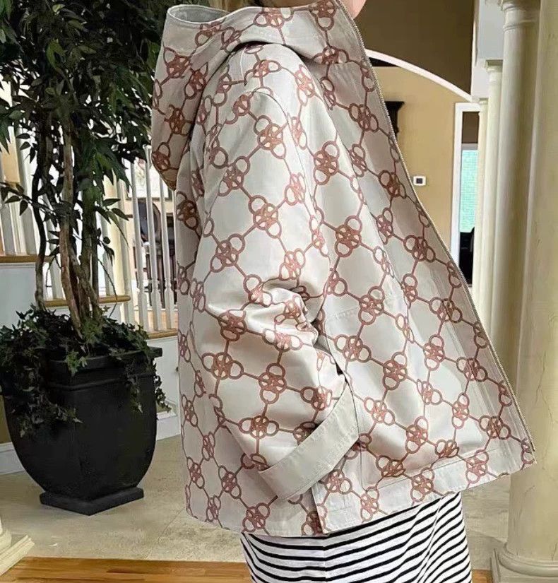 Hermes Hermes Beige Printed Cotton Hooded Jacket Size US XS / EU 42 / 0 - 8 Thumbnail