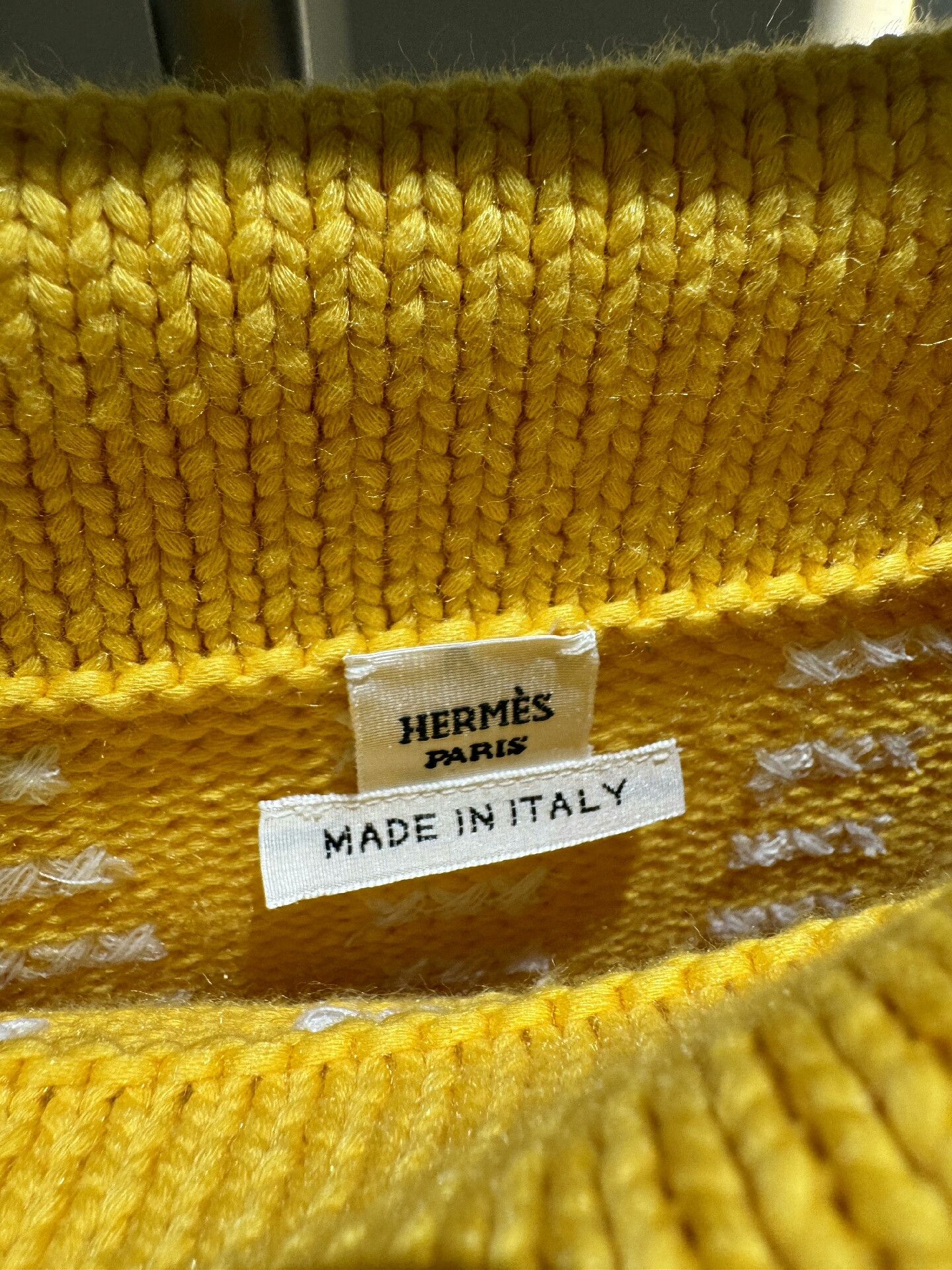 Hermes 2022 Yellow White Sweater