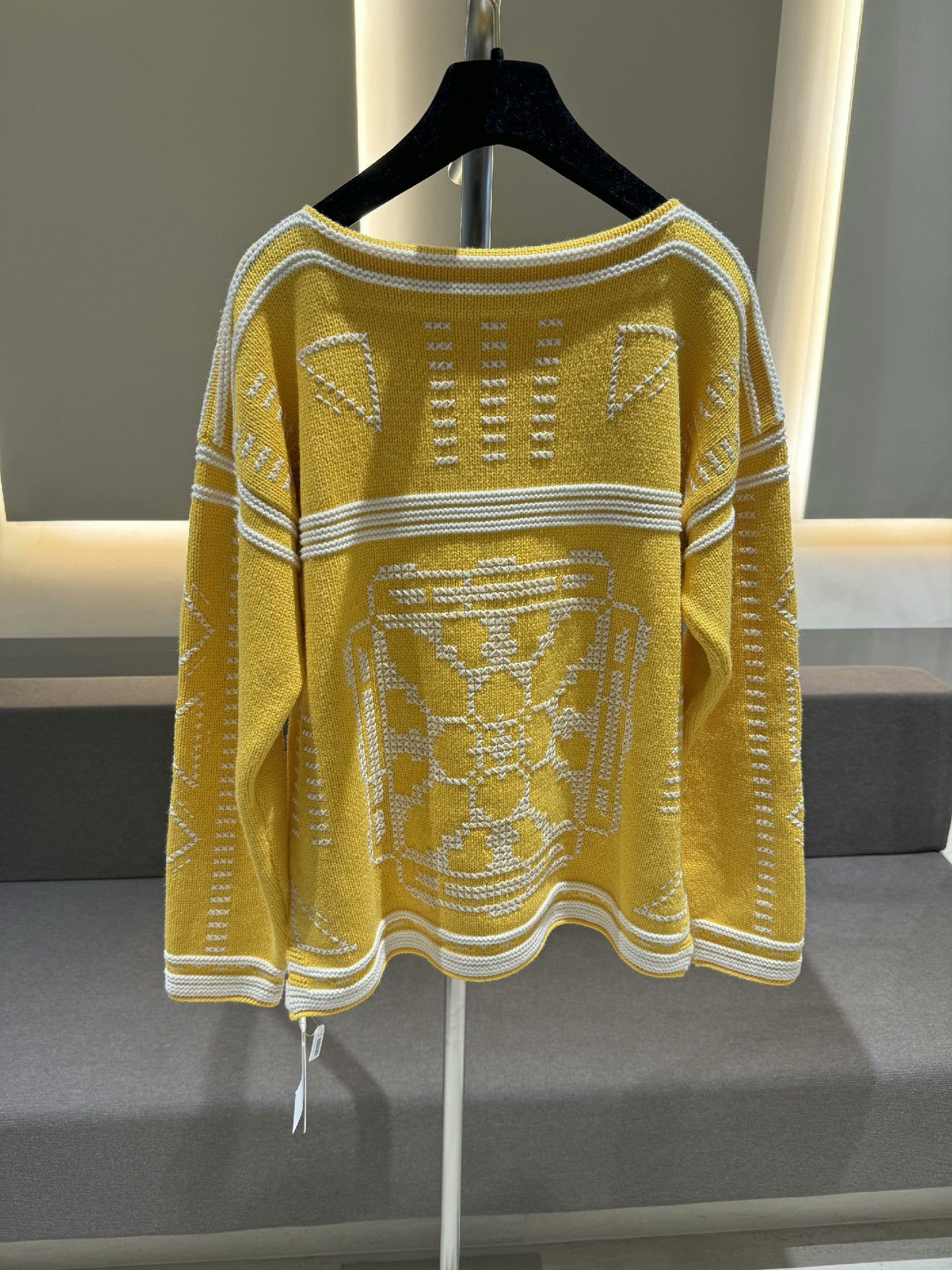 Hermes 2022 Yellow White Sweater