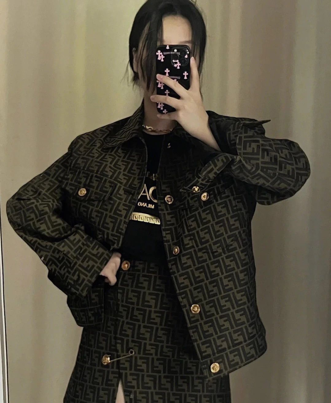 Fendi FENDACE Monogram Rhinestone Portrait Jacket Size US L / EU 52-54 / 3 - 9 Thumbnail