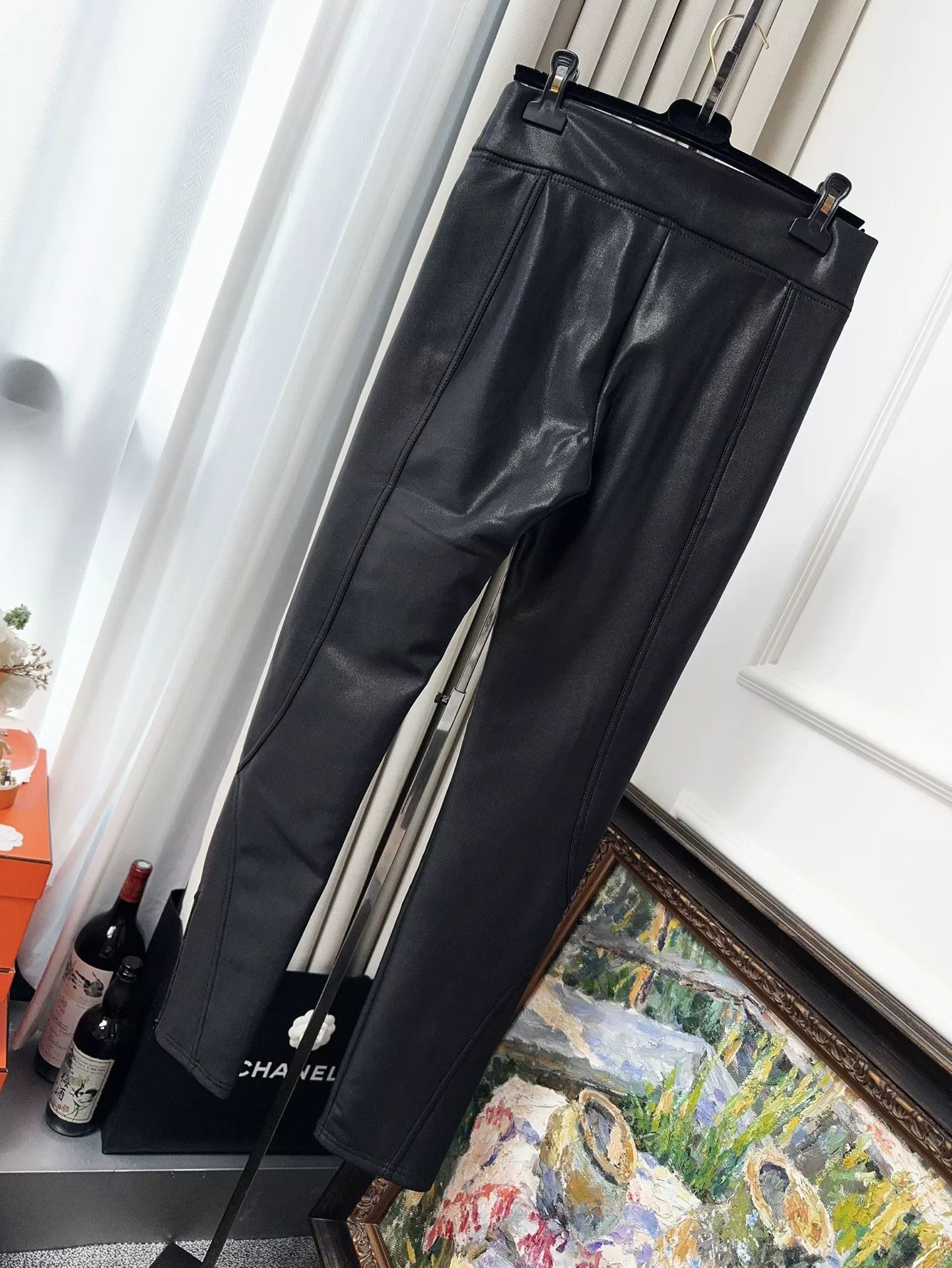 Chanel Chanel Coco Neige Black Coated Skinny Pants Size US 38 / EU 54 - 2 Thumbnail