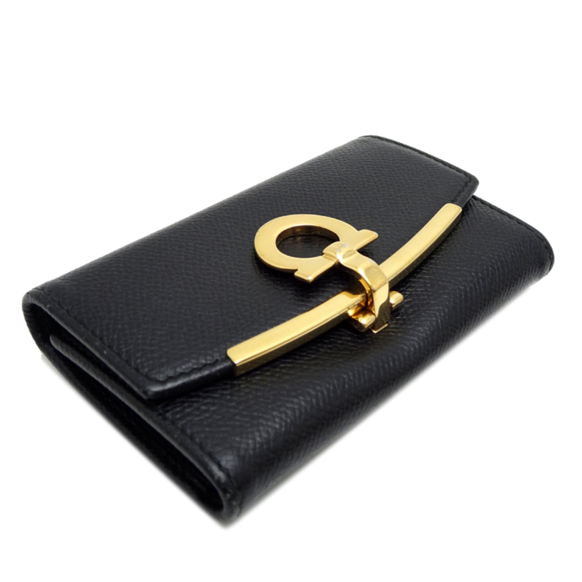 Salvatore Ferragamo Salvatore Ferragamo Gancini 6-Key Case, Women's and Men's, Black Leather, IR22D151 Size ONE SIZE - 3 Thumbnail