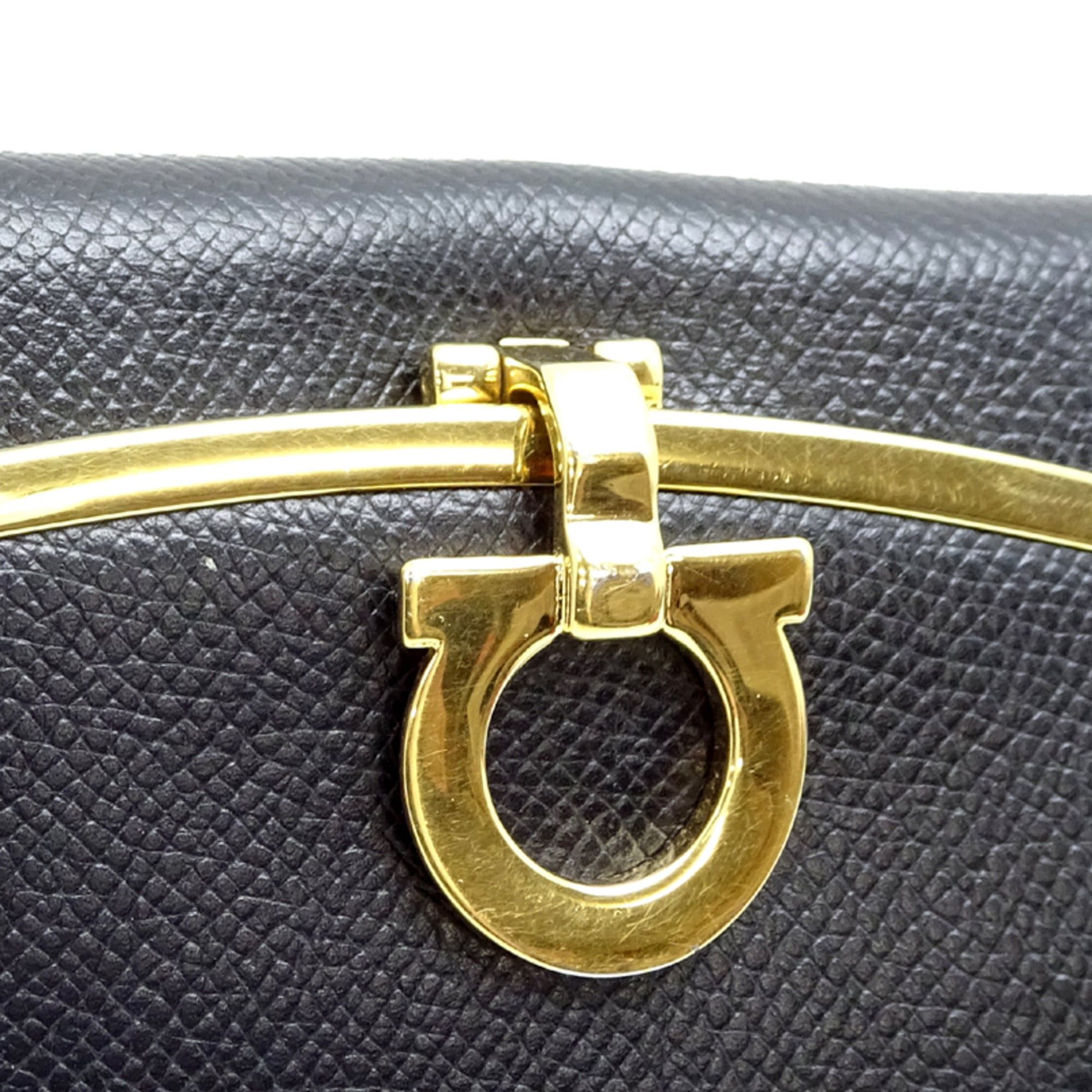 Salvatore Ferragamo Salvatore Ferragamo Gancini 6-Key Case, Women's and Men's, Black Leather, IR22D151 Size ONE SIZE - 8 Thumbnail